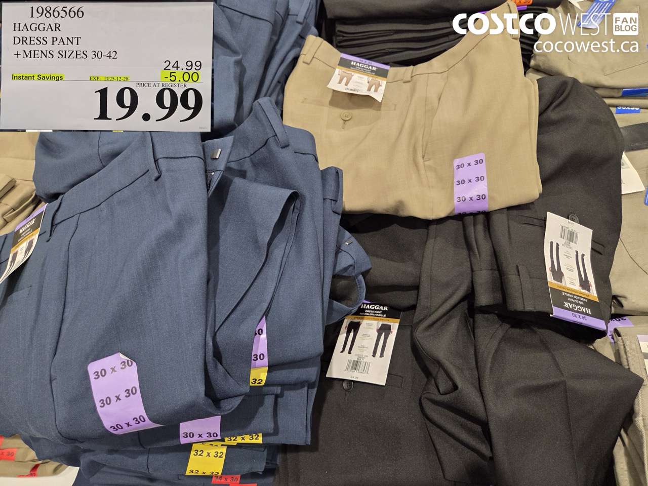 1986566 HAGGAR DRESS PANT MENS SIZES 30-42 ($5.00 INSTANT SAVINGS EXPIRES ON 2025-12-28) $19.99