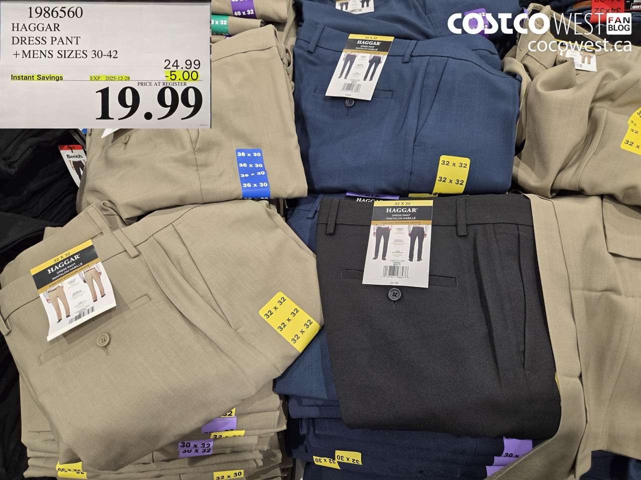 1986560 HAGGAR DRESS PANT MENS SIZES 30-42 ($5.00 INSTANT SAVINGS EXPIRES ON 2025-12-28) $19.99