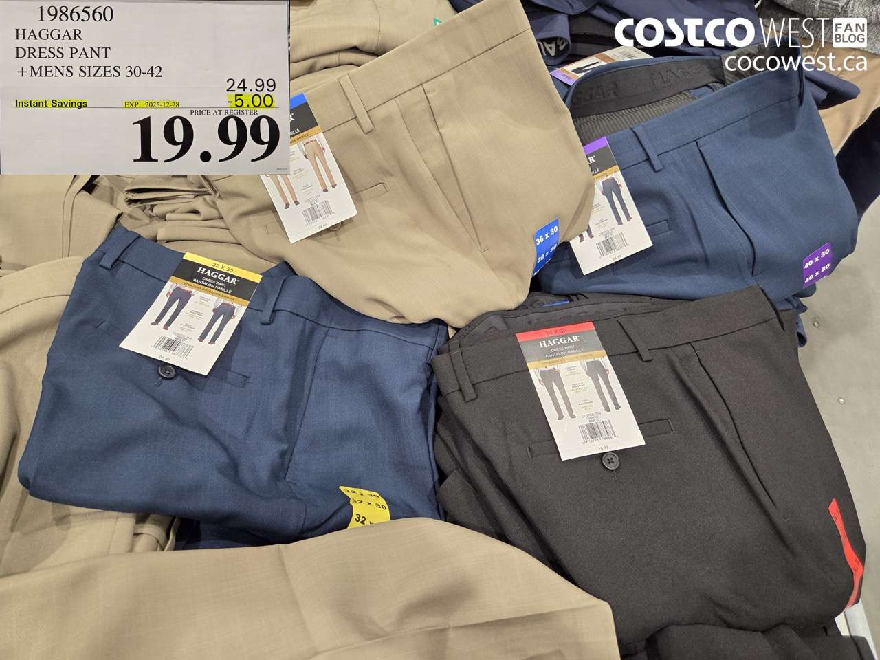 1986560 HAGGAR DRESS PANT MENS SIZES 30-42 ($5.00 INSTANT SAVINGS EXPIRES ON 2025-12-28) $19.99