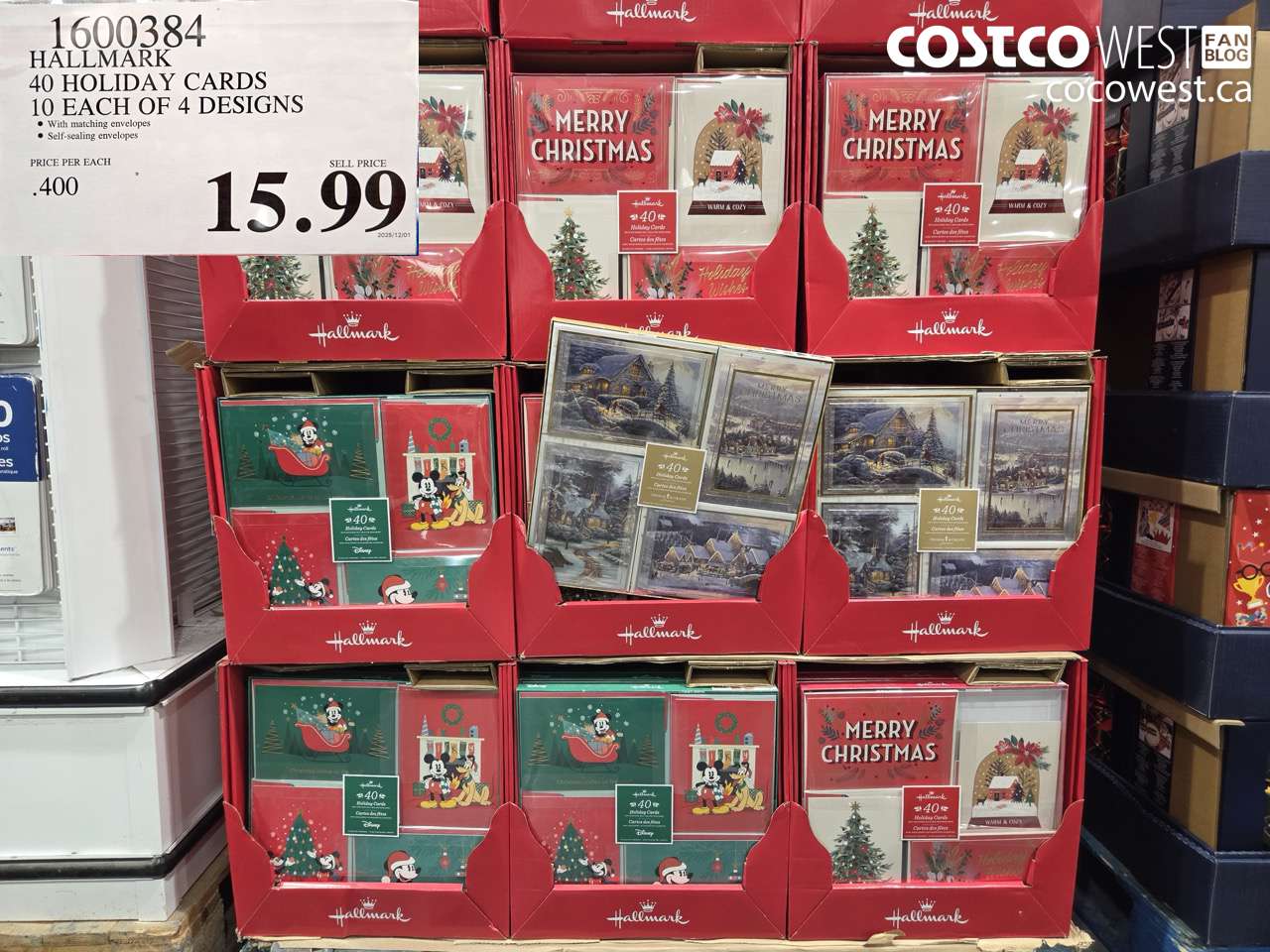 1600384 HALLMARK 40 HOLIDAY CARDS 10 EACH OF 4 DESIGNS $15.99