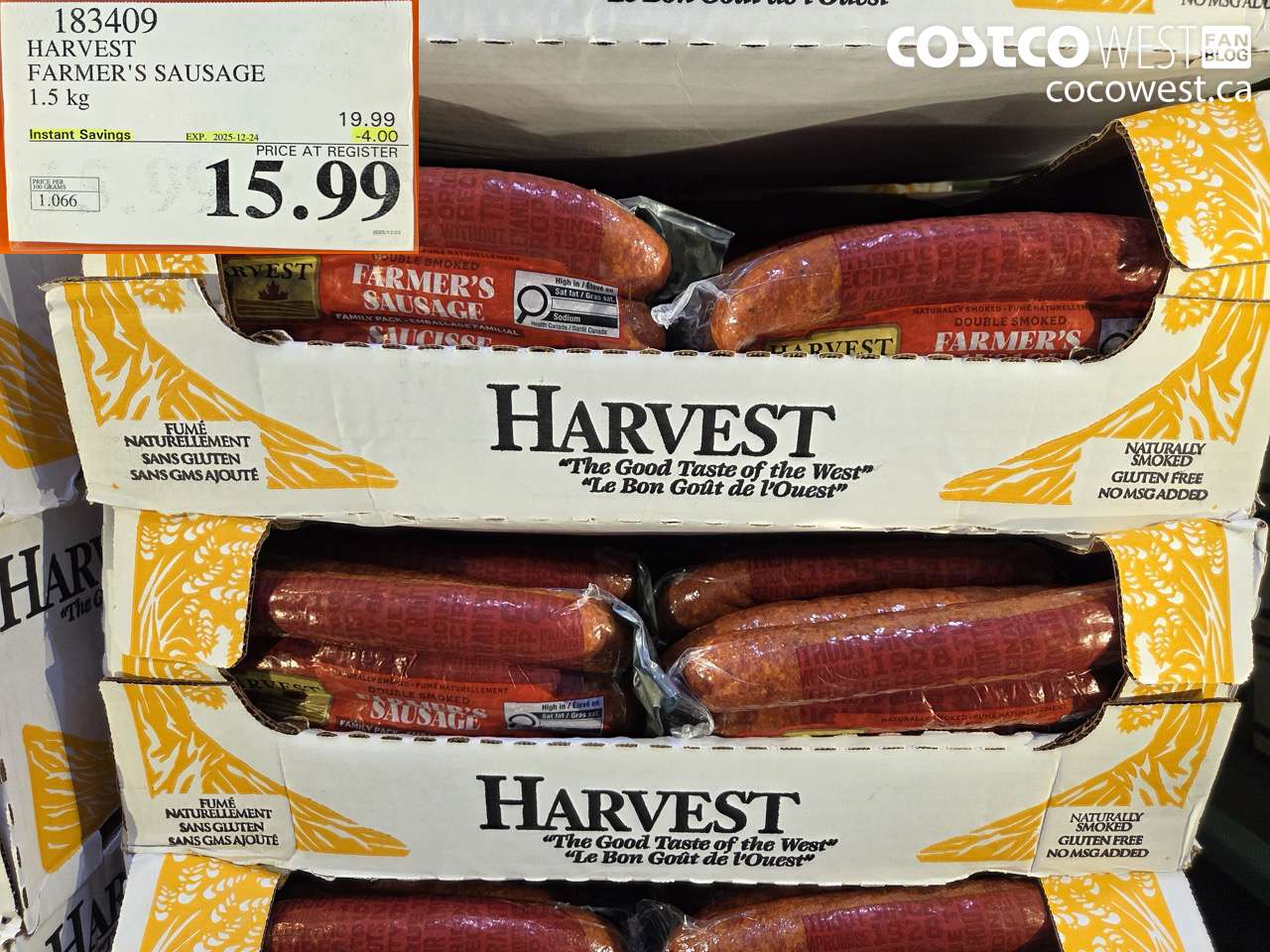 183409 HARVEST MEATS SMOKED FARMERS SAUSAGE 1.5 kg ($4.00 INSTANT SAVINGS EXPIRES ON 2025-12-24) $15.99