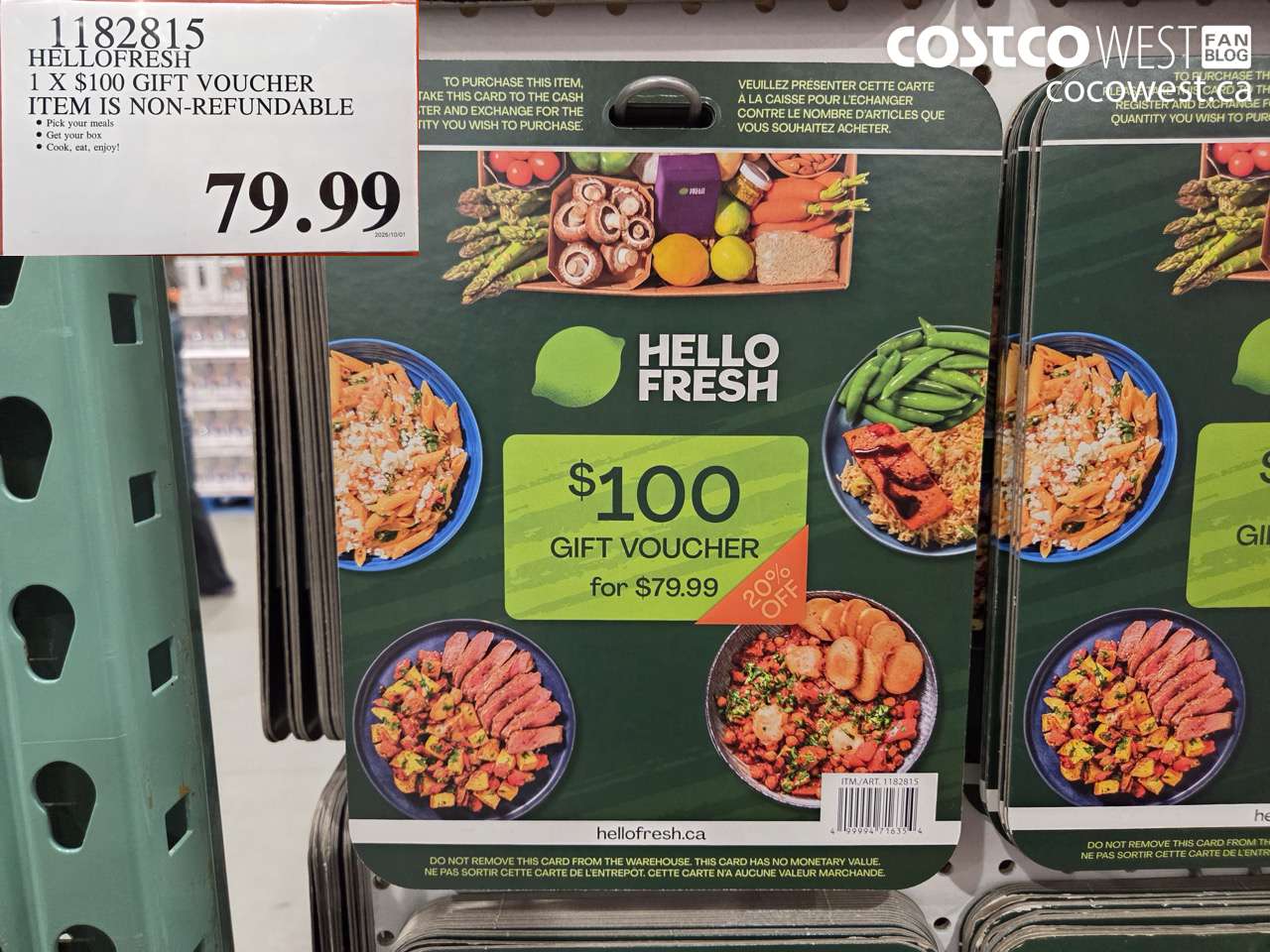 1182815 HELLOFRESH GIFT CARD 1 X $100 $79.99