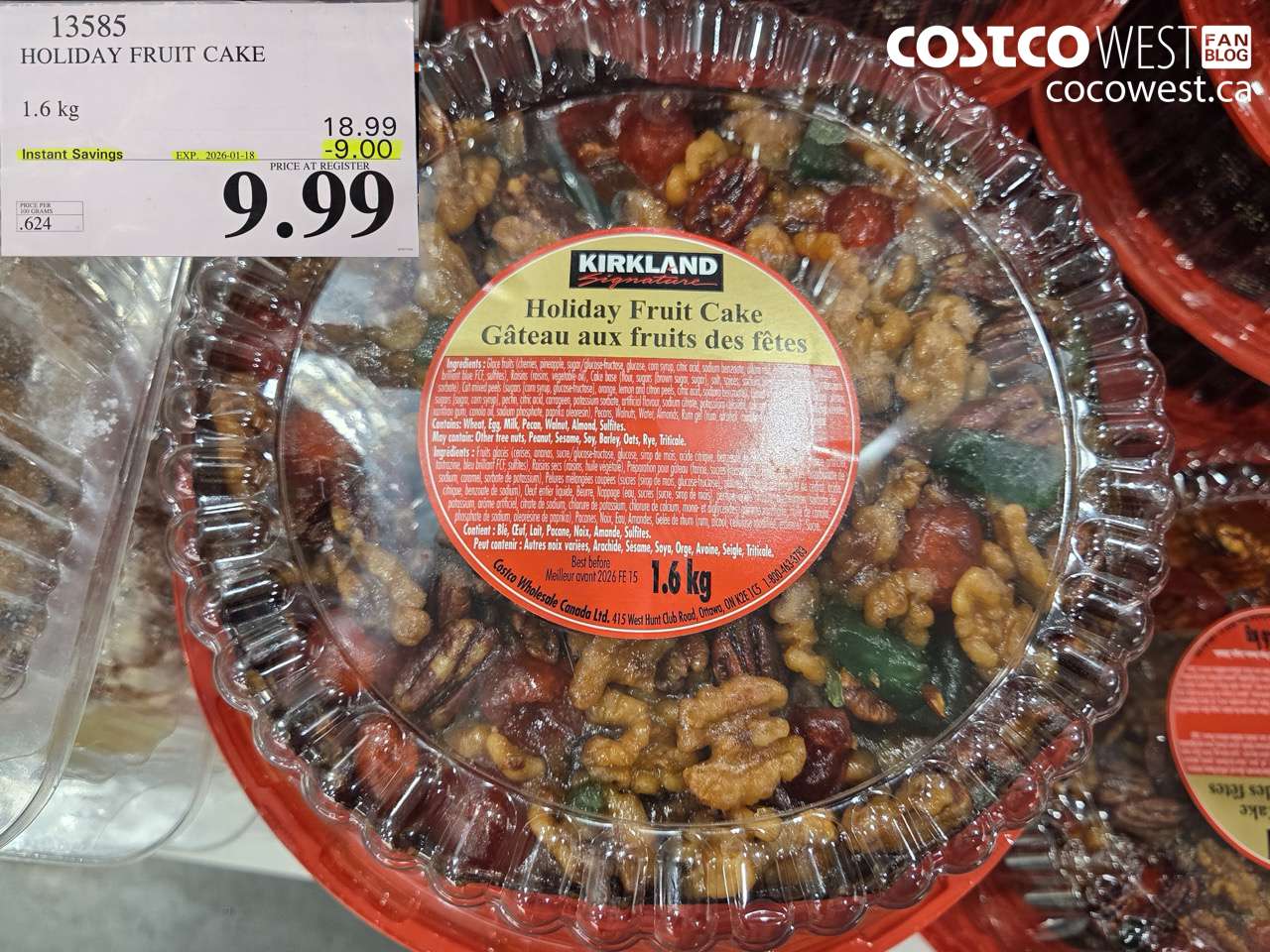 13585 HOLIDAY FRUIT CAKE 1.6 kg ($9.00 INSTANT SAVINGS EXPIRES ON 2026-01-18) $9.99