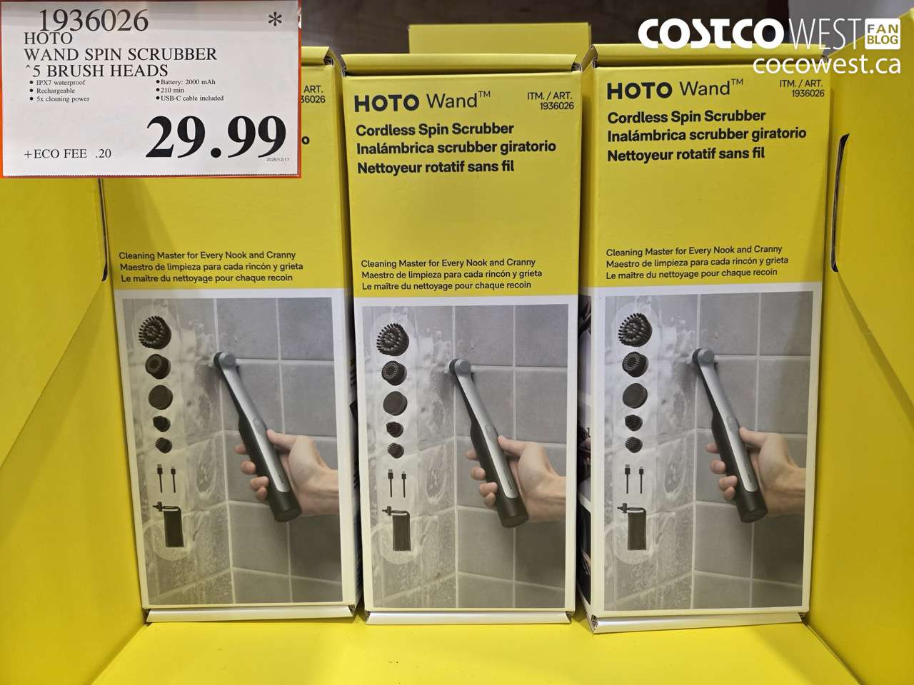 1936026 HOTO WAND SPIN SCRUBBER 5 BRUSH HEADS $29.99