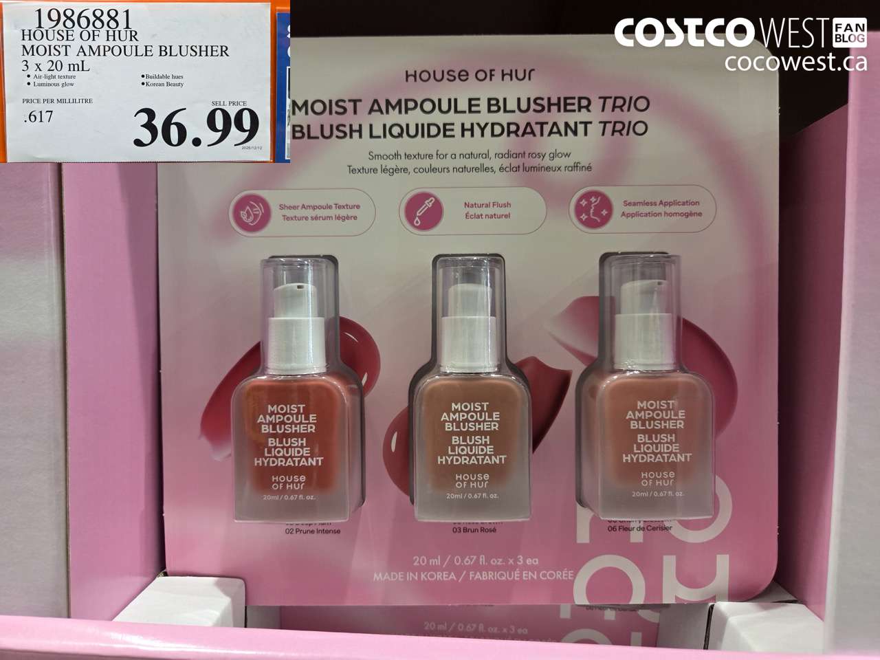 1986881 HOUSE OF HUR MOIST AMPOULE BLUSHER 3 X 20ML $36.99