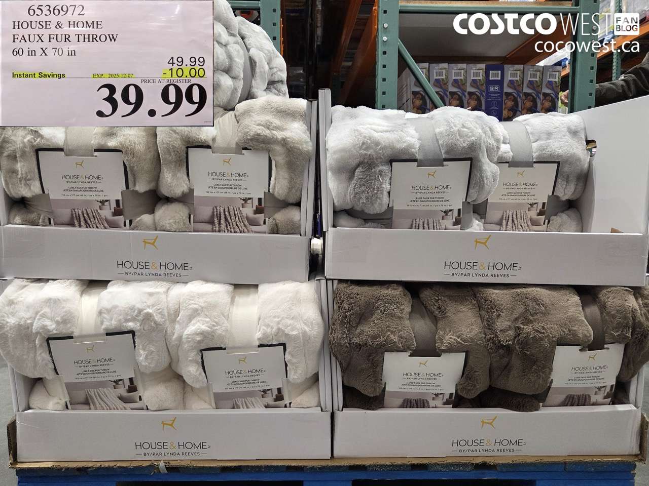 6536972 HOUSE & HOME FAUX FUR THROW 60 in X 70 in ($10.00 INSTANT SAVINGS EXPIRES ON 2025-12-07) $39.99