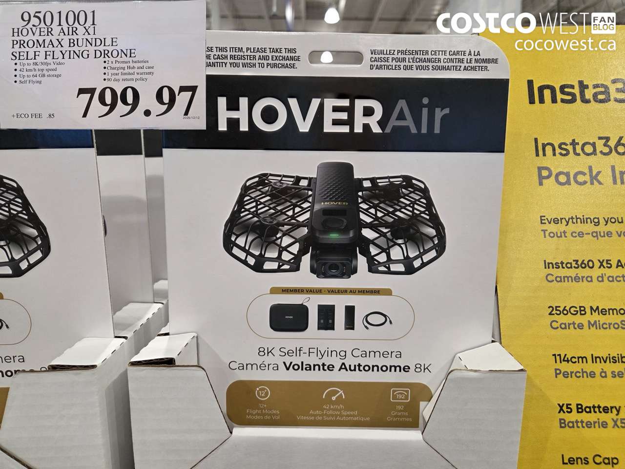 9501001 HOVERAIR X1 PROMAX 8K FLYING ACTION CAM DRONE BUNDLE $799.97