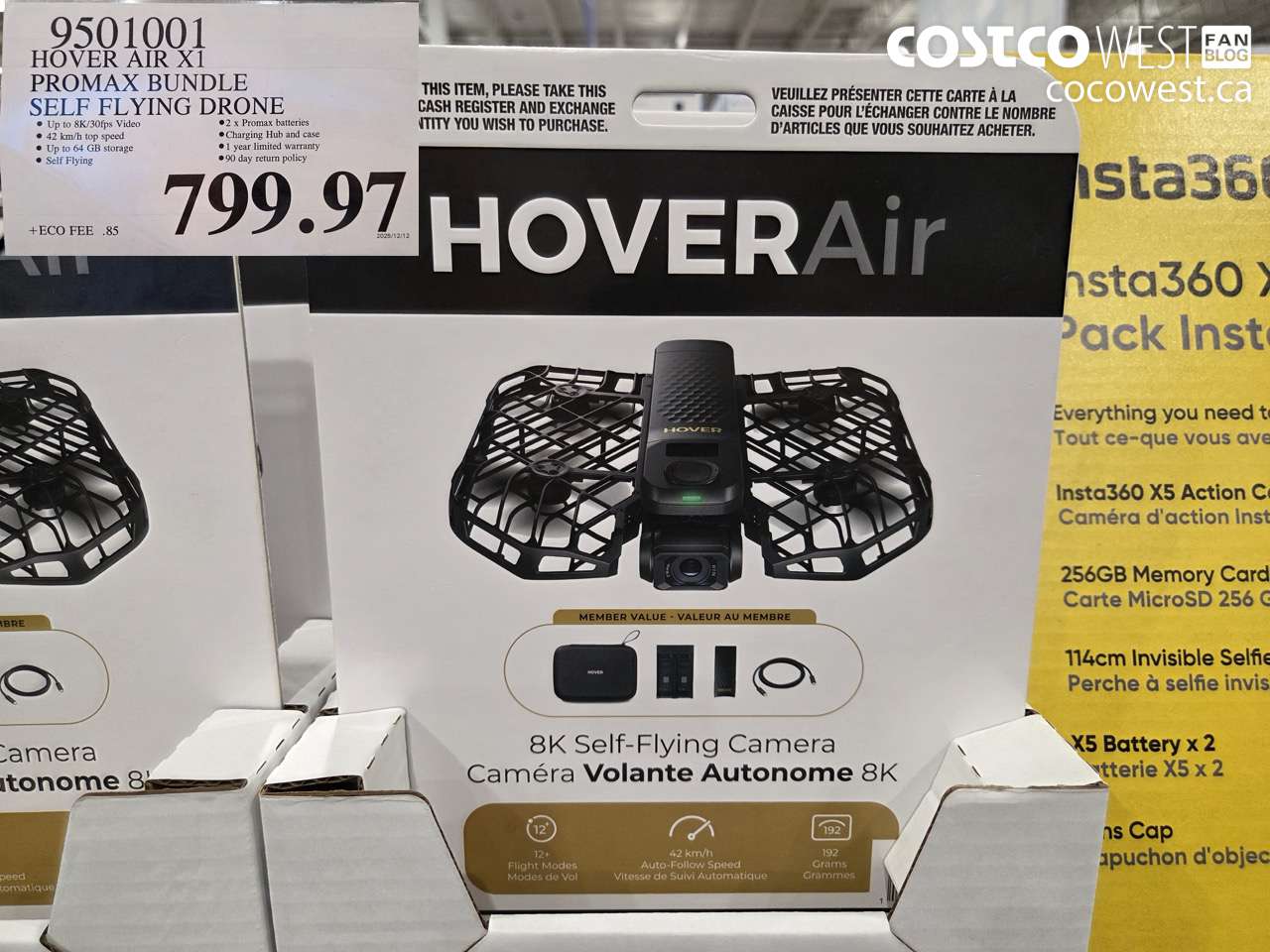 9501001 HOVERAIR X1 PROMAX 8K FLYING ACTION CAM DRONE BUNDLE $799.97