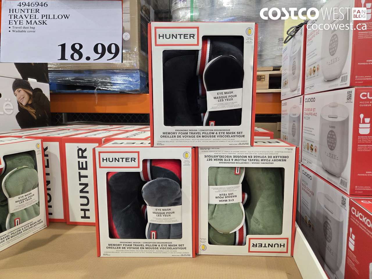 4946946 HUNTER TRAVEL PILLOW EYE MASK $18.99