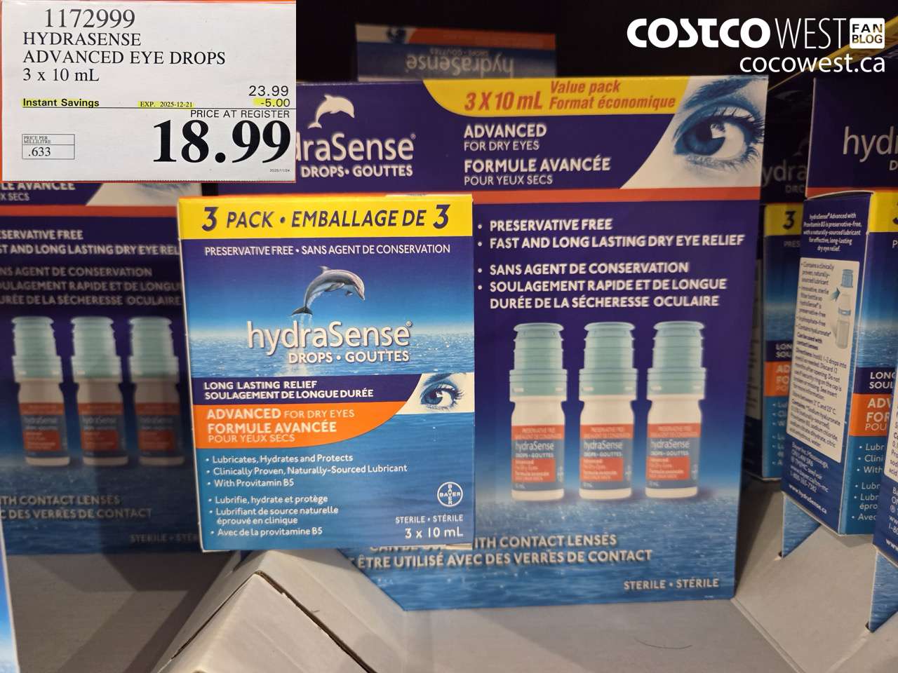 1172999 HYDRASENSE ADVANCED 3 x 10ML ($5.00 INSTANT SAVINGS EXPIRES ON 2025-12-21) $18.99