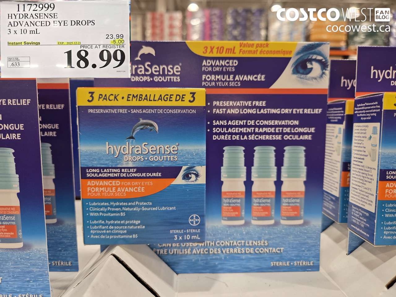 1172999 HYDRASENSE ADVANCED 3 x 10ML ($5.00 INSTANT SAVINGS EXPIRES ON 2025-12-21) $18.99