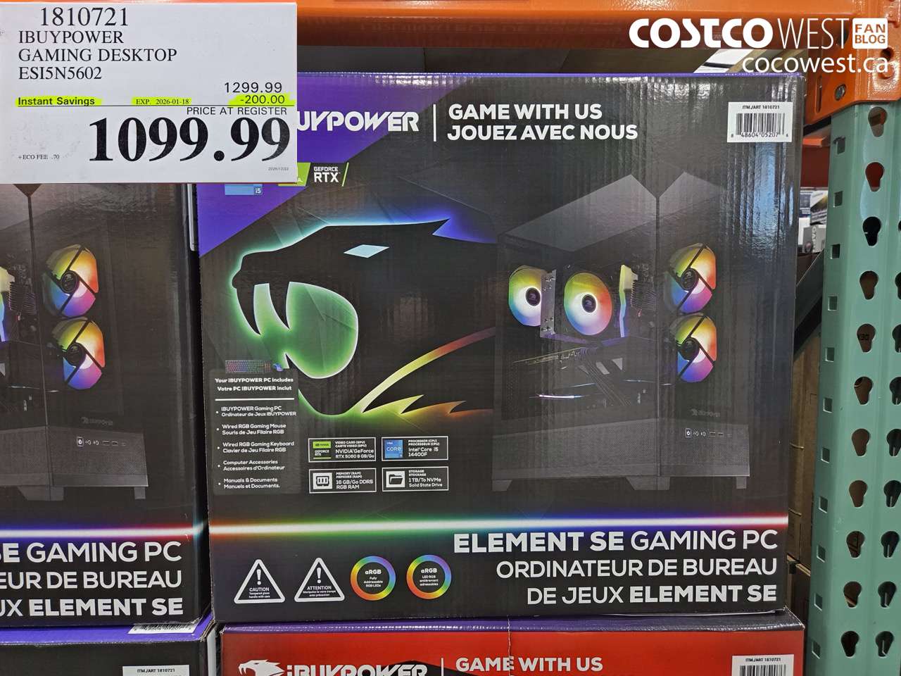 1810721 IBUYPOWER GAMING DESKTOP ESI5N5602 ($200.00 INSTANT SAVINGS EXPIRES ON 2026-01-18) $1099.99