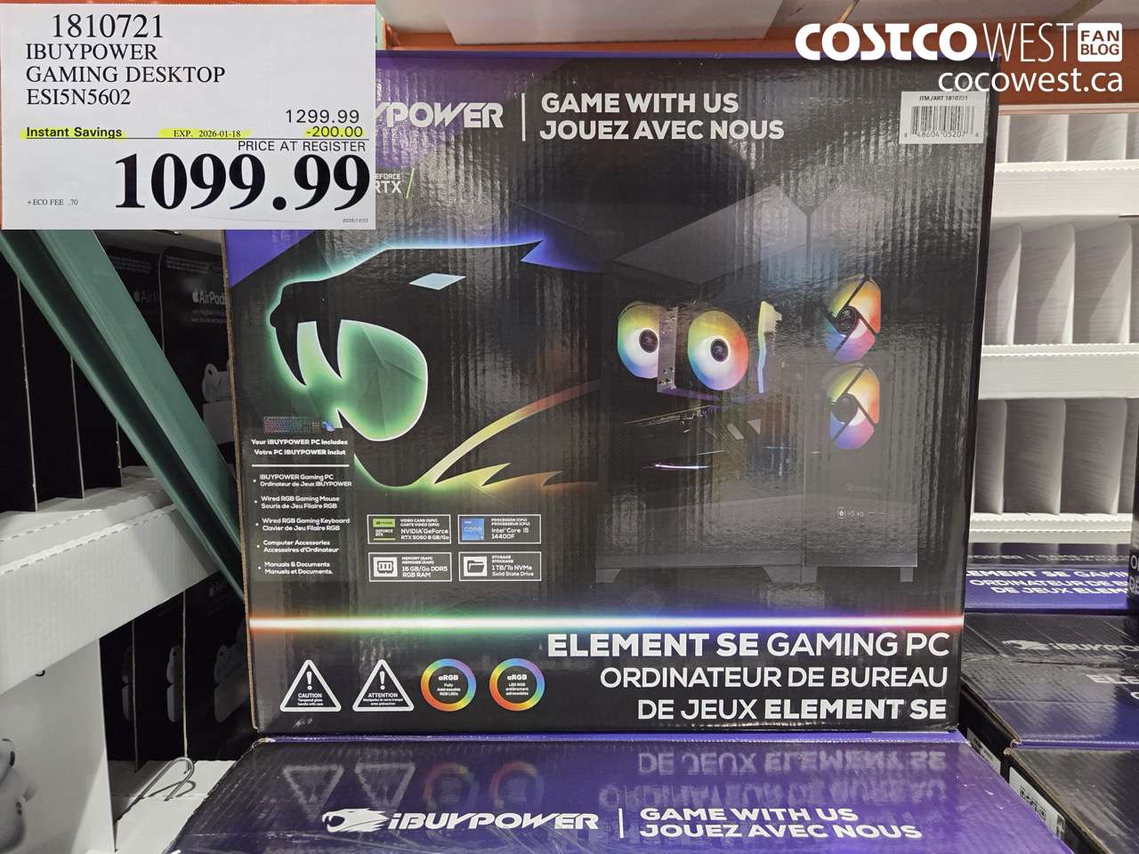 1810721 IBUYPOWER GAMING DESKTOP ESI5N5602 ($200.00 INSTANT SAVINGS EXPIRES ON 2026-01-18) $1099.99