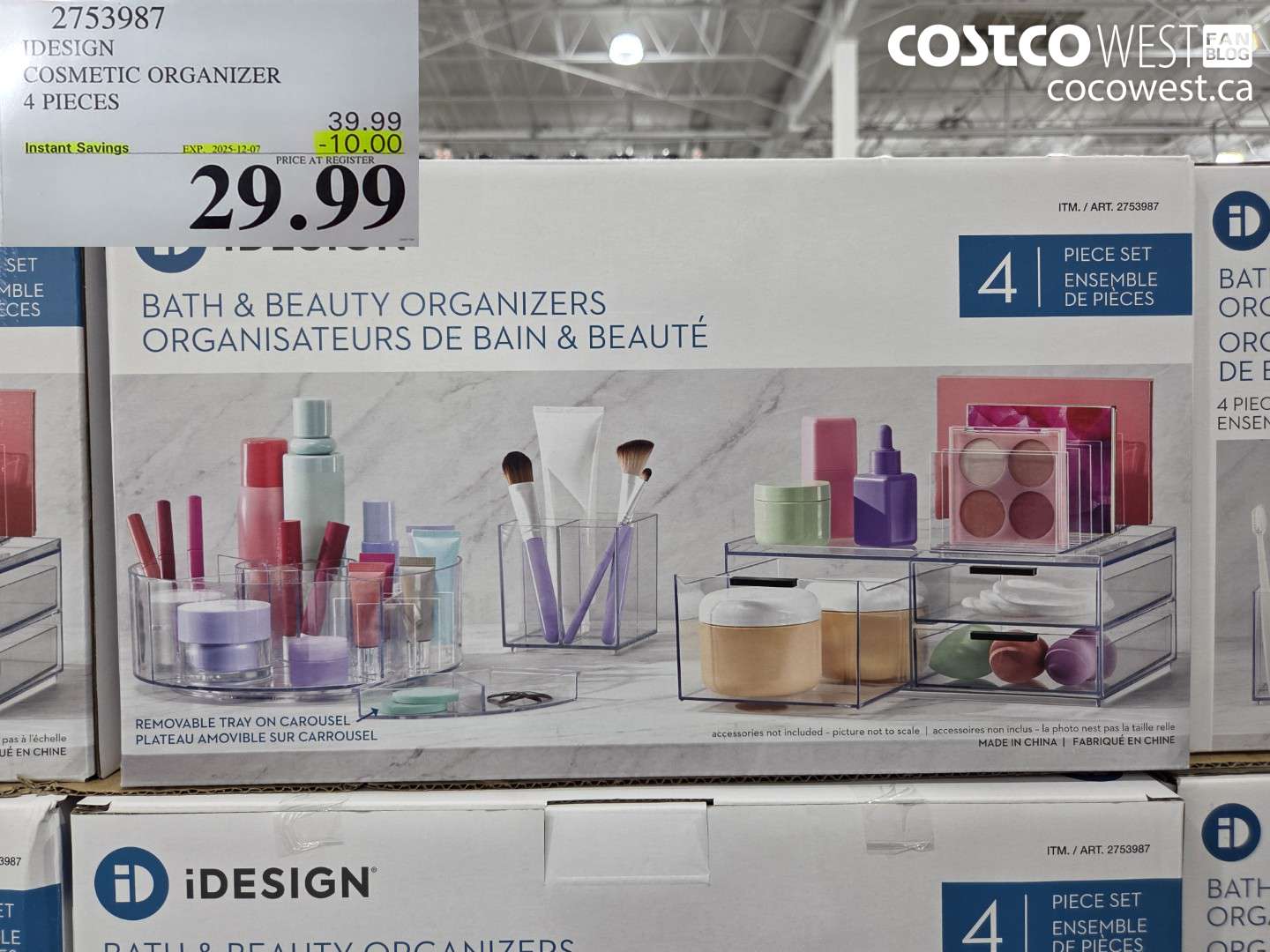 2753987 IDESIGN COSMETIC ORGANIZER 4 PIECES ($10.00 INSTANT SAVINGS EXPIRES ON 2025-12-07) $29.99