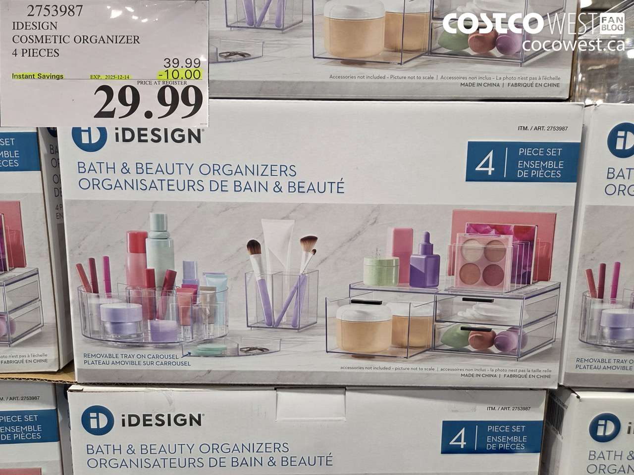 2753987 IDESIGN COSMETIC ORGANIZER 4 PIECES ($10.00 INSTANT SAVINGS EXPIRES ON 2025-12-14) $29.99