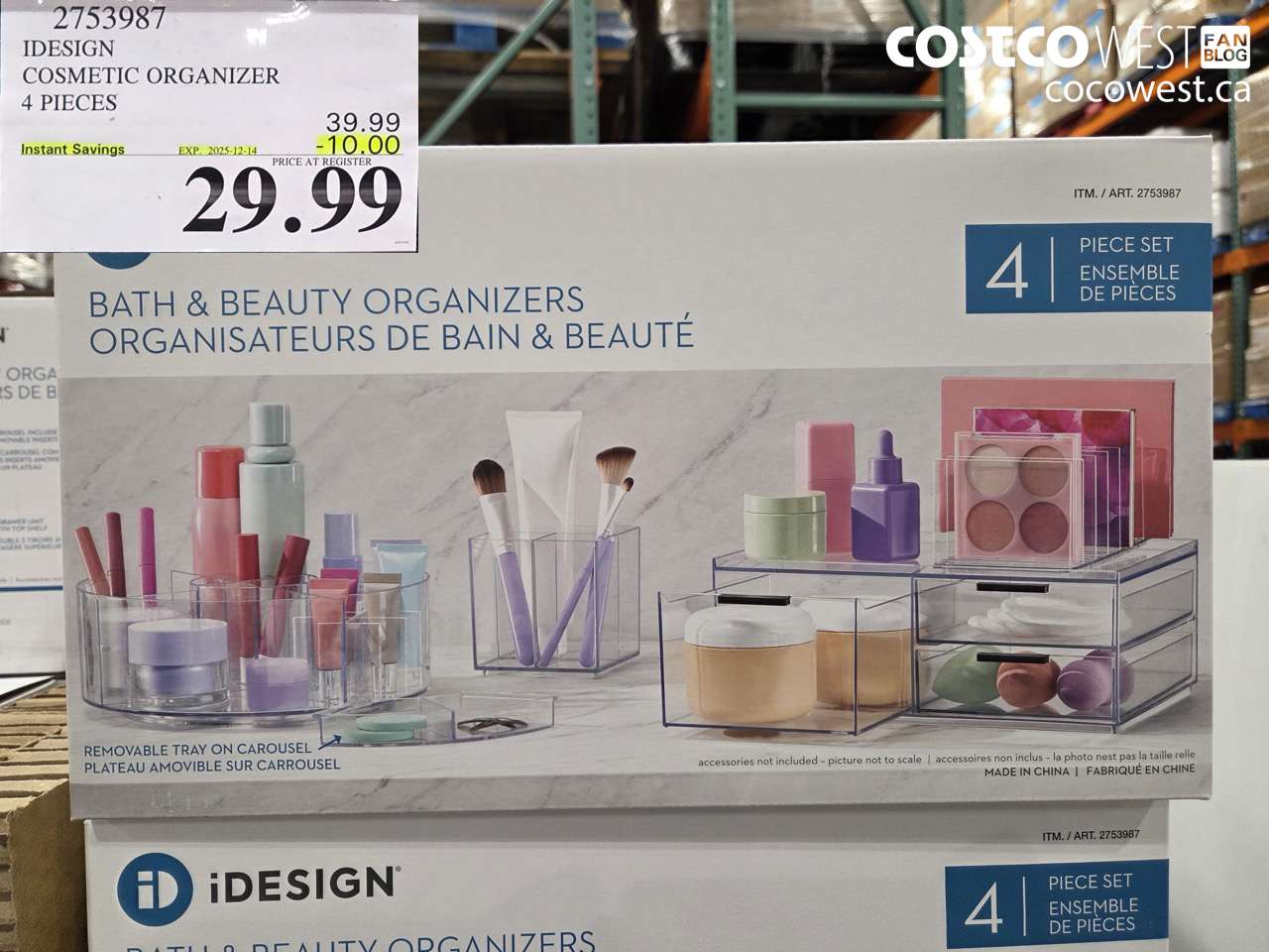 2753987 IDESIGN COSMETIC ORGANIZER 4 PIECES ($10.00 INSTANT SAVINGS EXPIRES ON 2025-12-14) $29.99