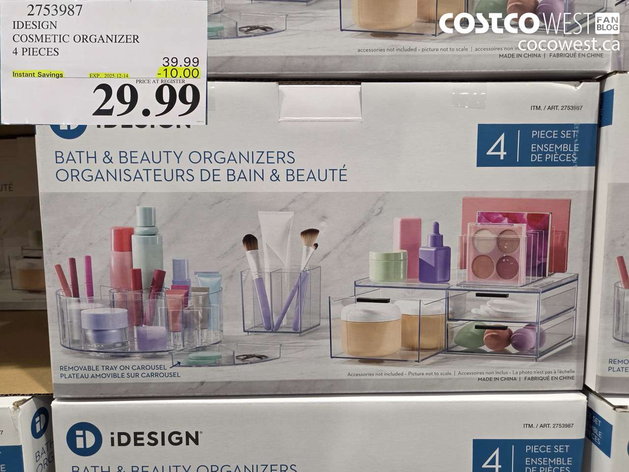 2753987 IDESIGN COSMETIC ORGANIZER 4 PIECES ($10.00 INSTANT SAVINGS EXPIRES ON 2025-12-14) $29.99