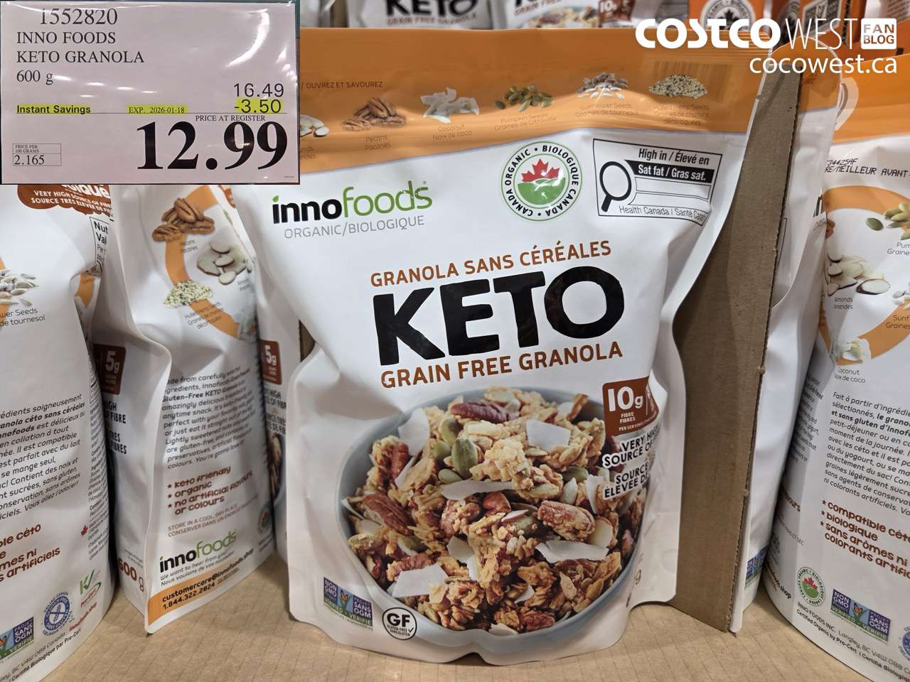 1552820 INNO FOODS KETO GRANOLA 600 g ($3.50 INSTANT SAVINGS EXPIRES ON 2026-01-18) $12.99