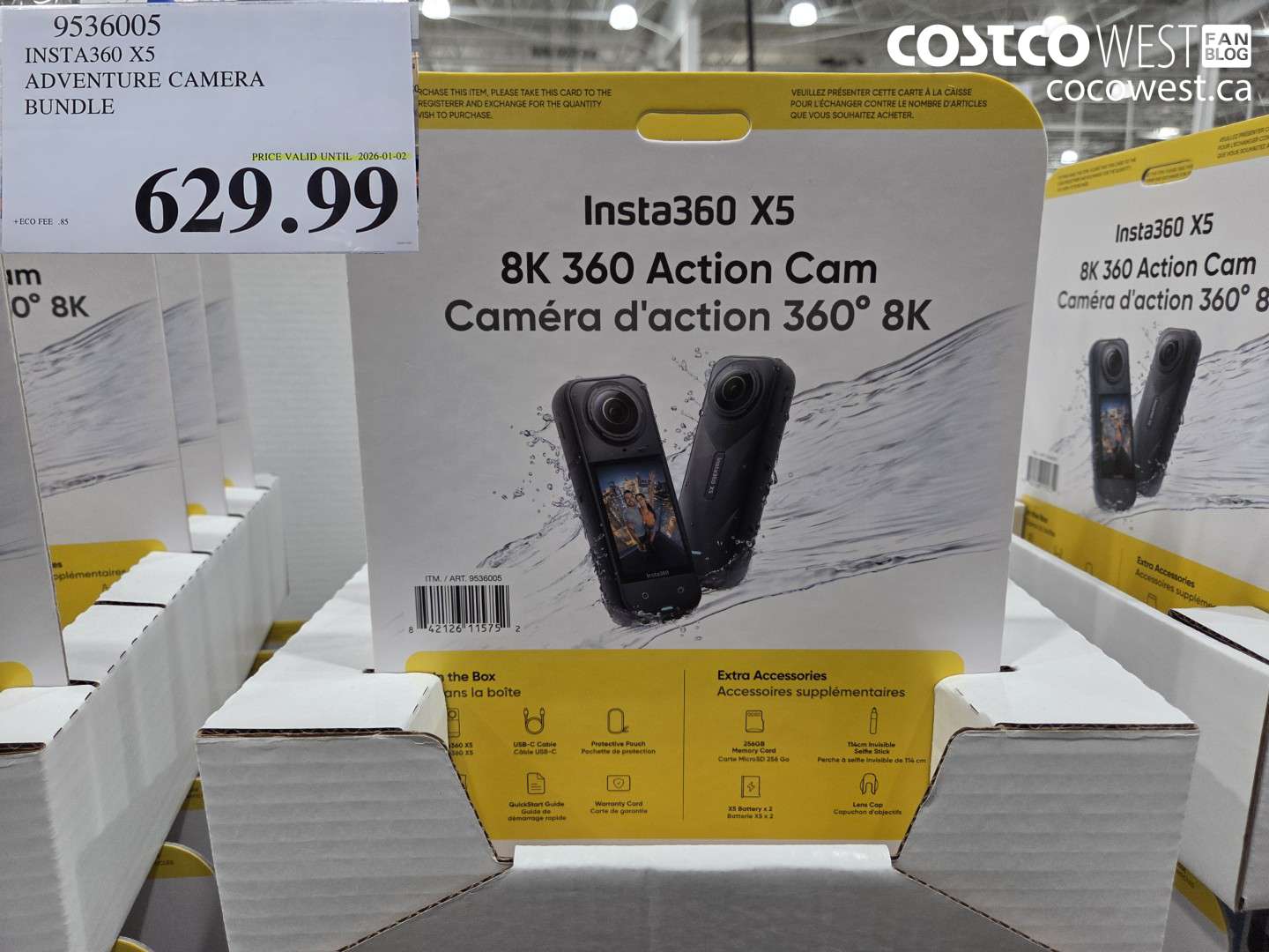 9536005 INSTA360 X5 ADVENTURE CAMERA BUNDLE (EXPIRES ON 2025-01-02) $629.99