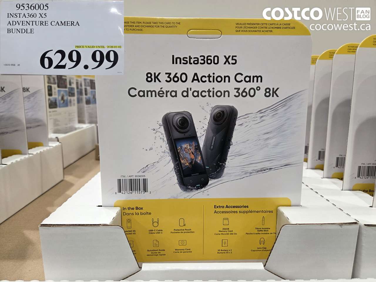 9536005 INSTA360 X5 ADVENTURE CAMERA BUNDLE (EXPIRES ON 2025-01-02) $629.99