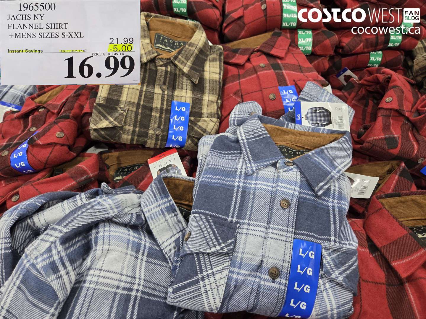 1965500 JACHS NY FLANNEL SHIRT MENS SIZES S-XXL ($5.00 INSTANT SAVINGS EXPIRES ON 2025-12-07) $16.99