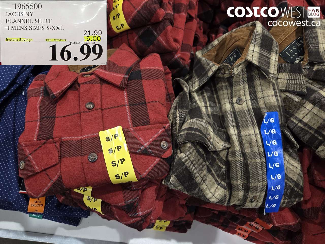 1965500 JACHS NY FLANNEL SHIRT MENS SIZES S-XXL ($5.00 INSTANT SAVINGS EXPIRES ON 2025-12-14) $16.99