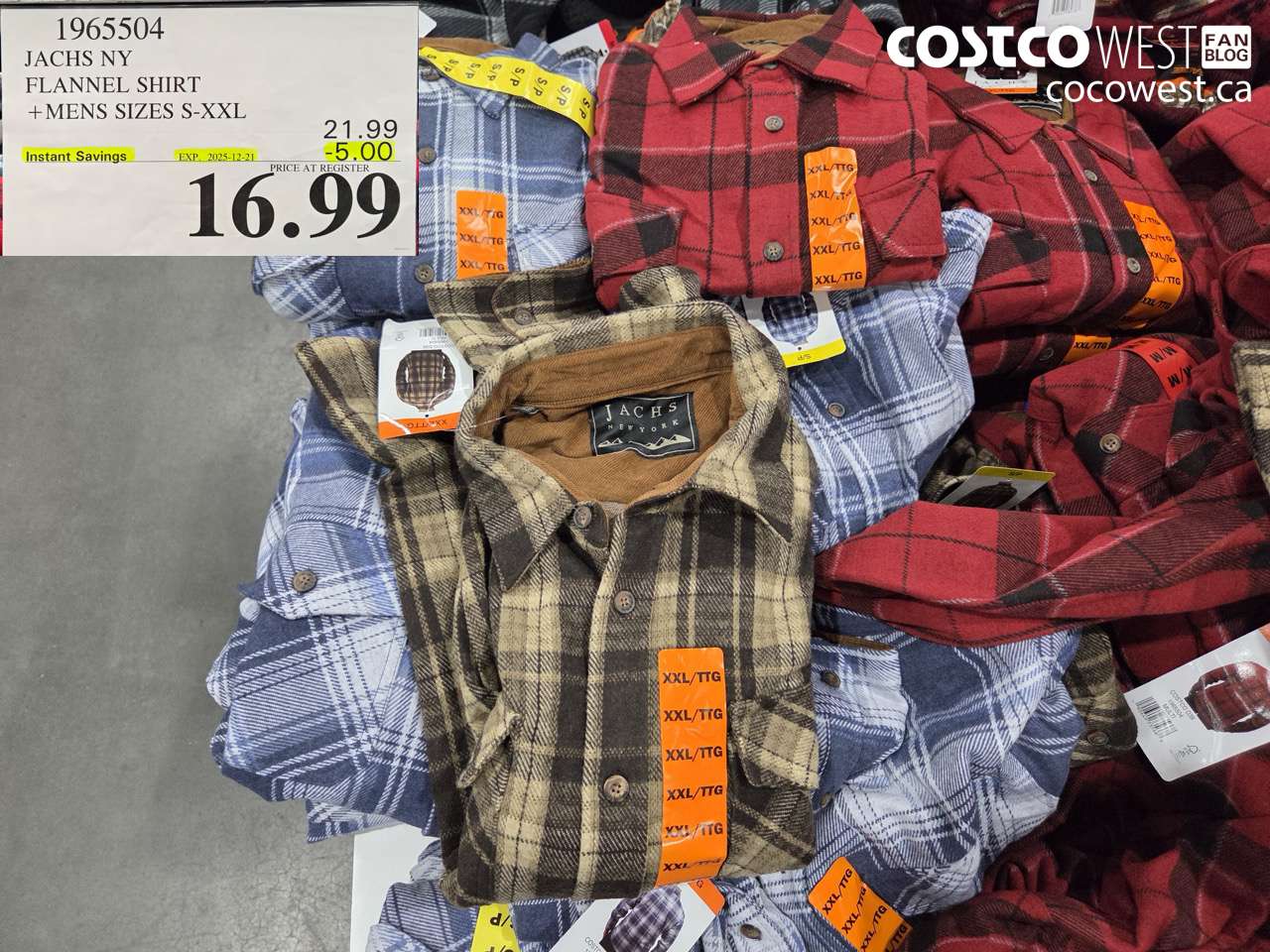 1965504 JACHS NY FLANNEL SHIRT MENS SIZES S-XXL ($5.00 INSTANT SAVINGS EXPIRES ON 2025-12-21) $16.99