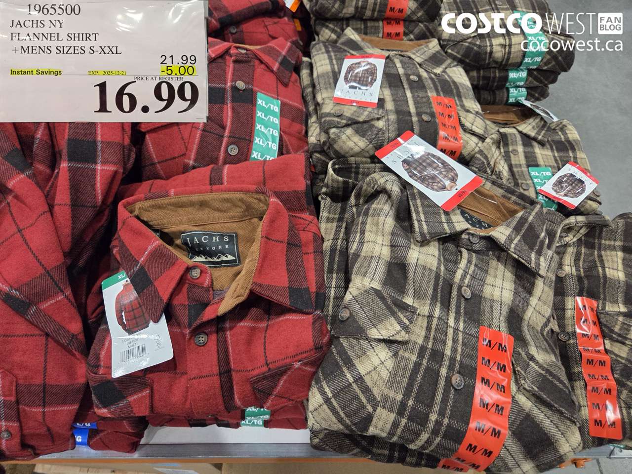 1965500 JACHS NY FLANNEL SHIRT MENS SIZES S-XXL ($5.00 INSTANT SAVINGS EXPIRES ON 2025-12-21) $16.99