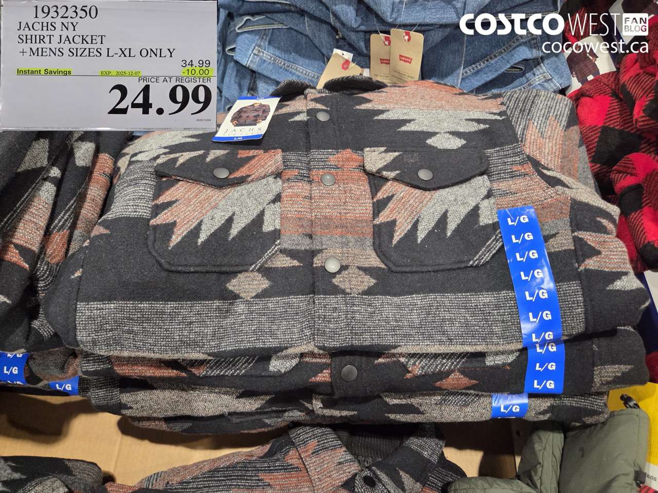 1932350 JACHS NY SHIRT JACKET MENS SIZES L-XL ONLY ($10.00 INSTANT SAVINGS EXPIRES ON 2025-12-07) $24.99