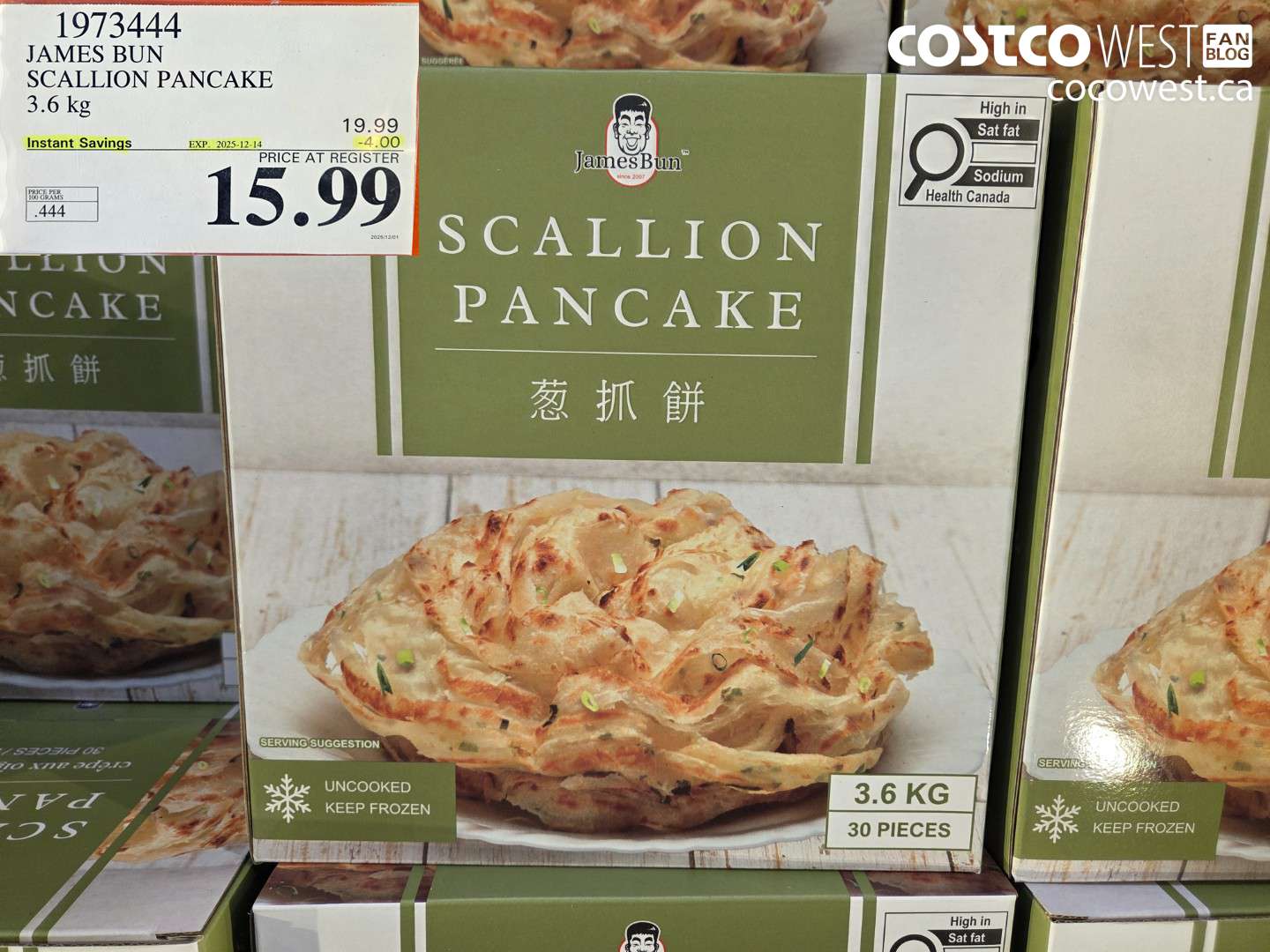 1973444 JAMES BUN SCALLION PANCAKE 3.6KG ($4.00 INSTANT SAVINGS EXPIRES ON 2025-12-14) $15.99