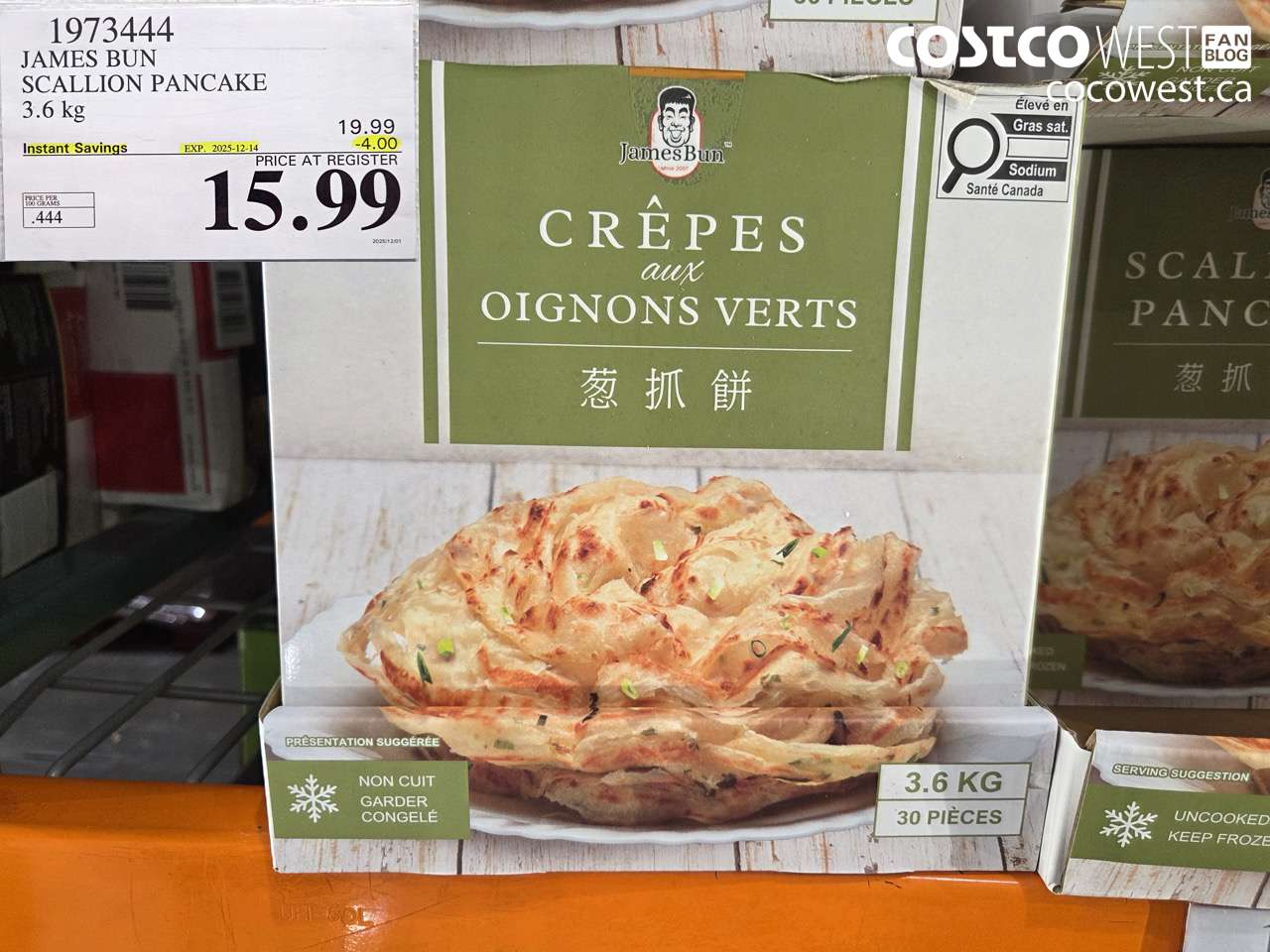 1973444 JAMES BUN SCALLION PANCAKE 3.6KG ($4.00 INSTANT SAVINGS EXPIRES ON 2025-12-14) $15.99