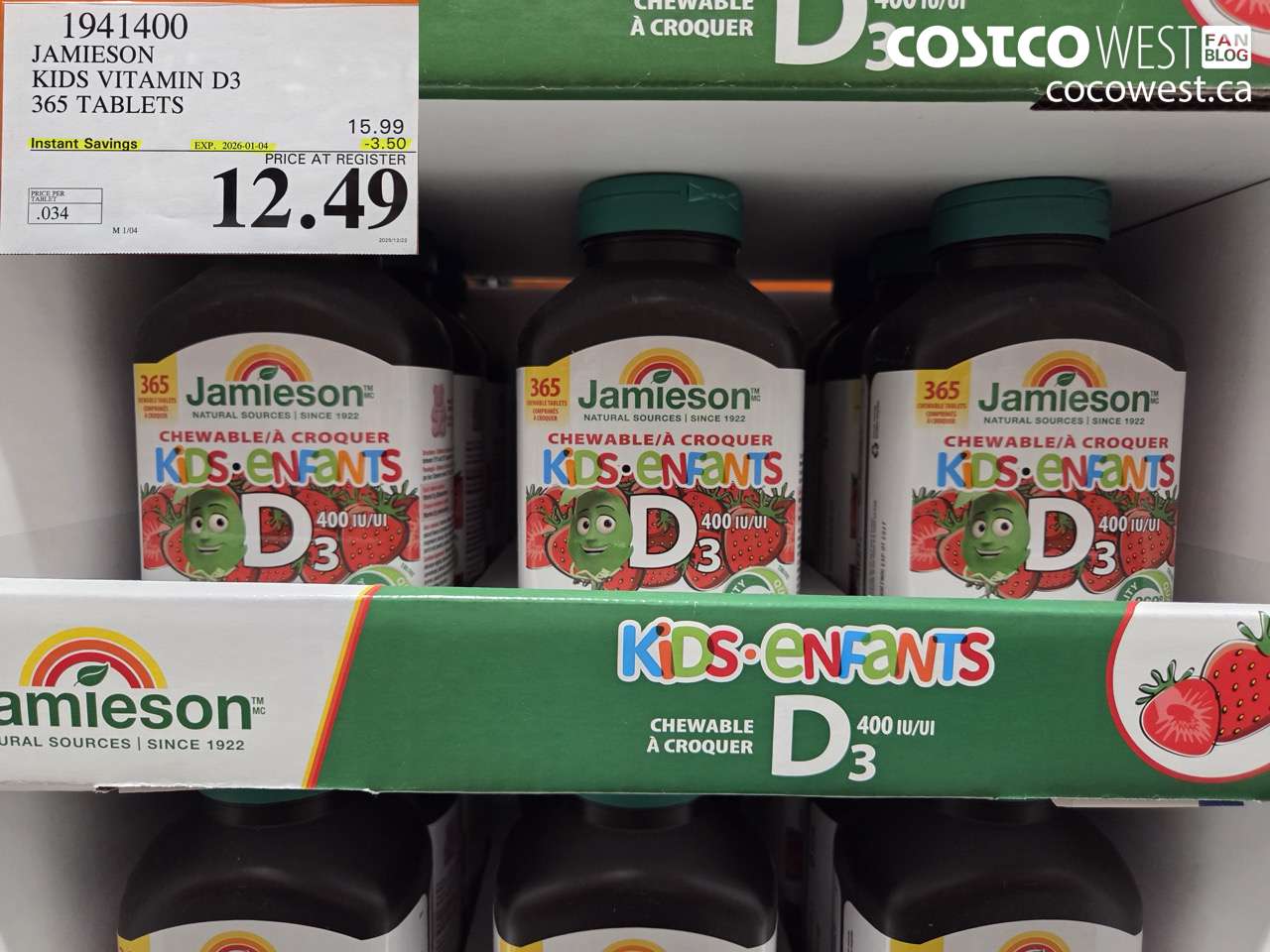 1941400 JAMIESON VITAMIN D3 FOR KIDS 365 TABLETS ($3.50 INSTANT SAVINGS EXPIRES ON 2026-01-04) $12.49