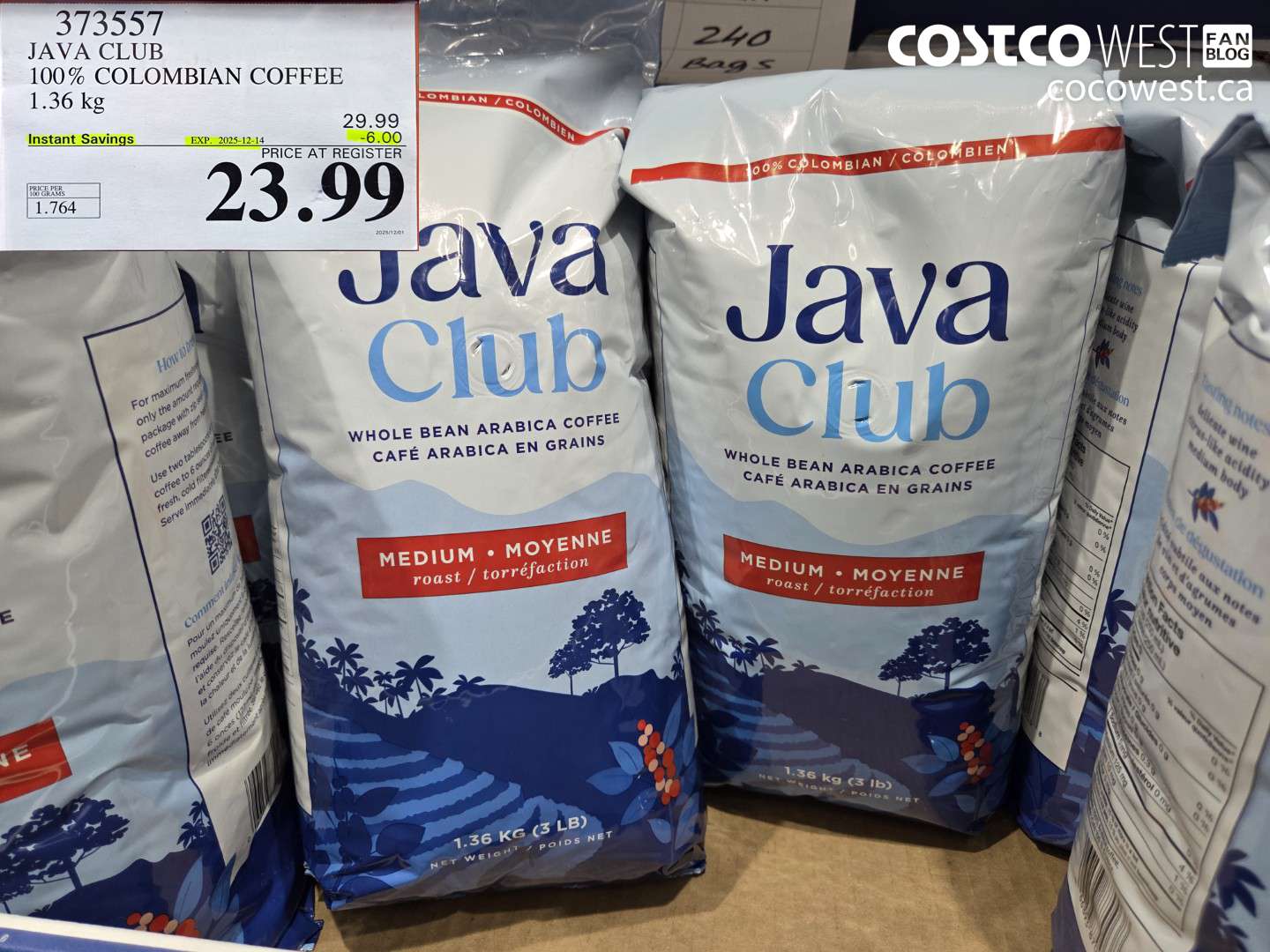 373557 JAVA CLUB 100% COLOMBIAN COFFEE 1.36 kg ($6.00 INSTANT SAVINGS EXPIRES ON 2025-12-14) $23.99