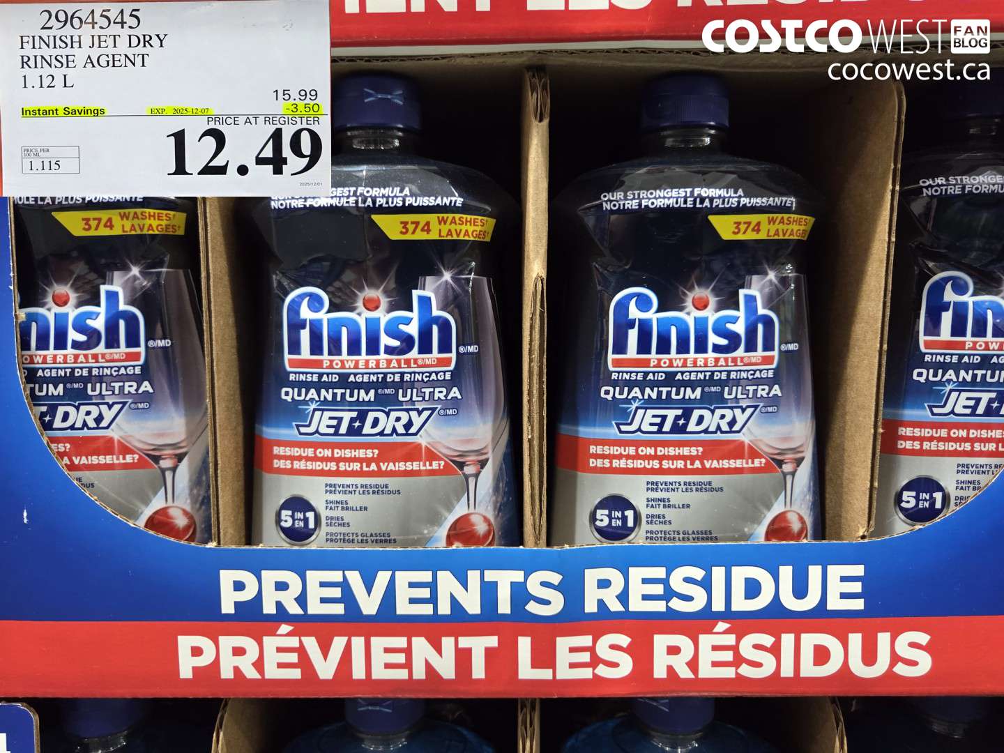 2964545 JET DRY QUANTUM ULTRA RINSE AGENT 1.12L ($3.50 INSTANT SAVINGS EXPIRES ON 2025-12-07) $12.49