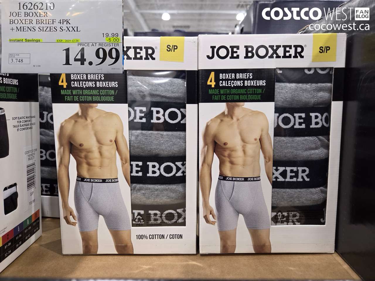 1626210 JOE BOXER BOXER BRIEFS 4PK MENS SIZES S-XXL ($5.00 INSTANT SAVINGS EXPIRES ON 2025-12-28) $14.99