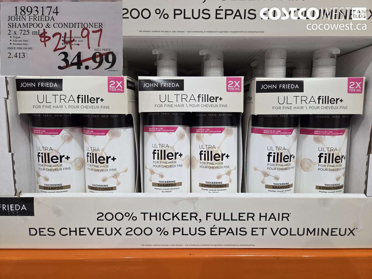 1893174 JOHN FRIEDA SHAMPOO & CONDITIONER 2 X 725ML $24.97