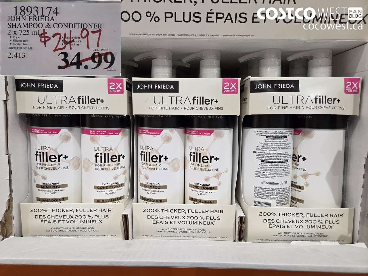 1893174 JOHN FRIEDA SHAMPOO & CONDITIONER 2 X 725ML $24.97