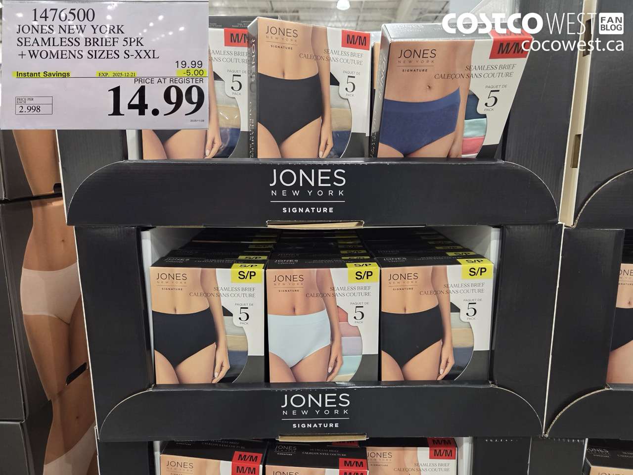 1476500 JONES NEW YORK SEAMLESS BRIEF 5PK LADIES SIZES S-XXL ($5.00 INSTANT SAVINGS EXPIRES ON 2025-12-21) $14.99