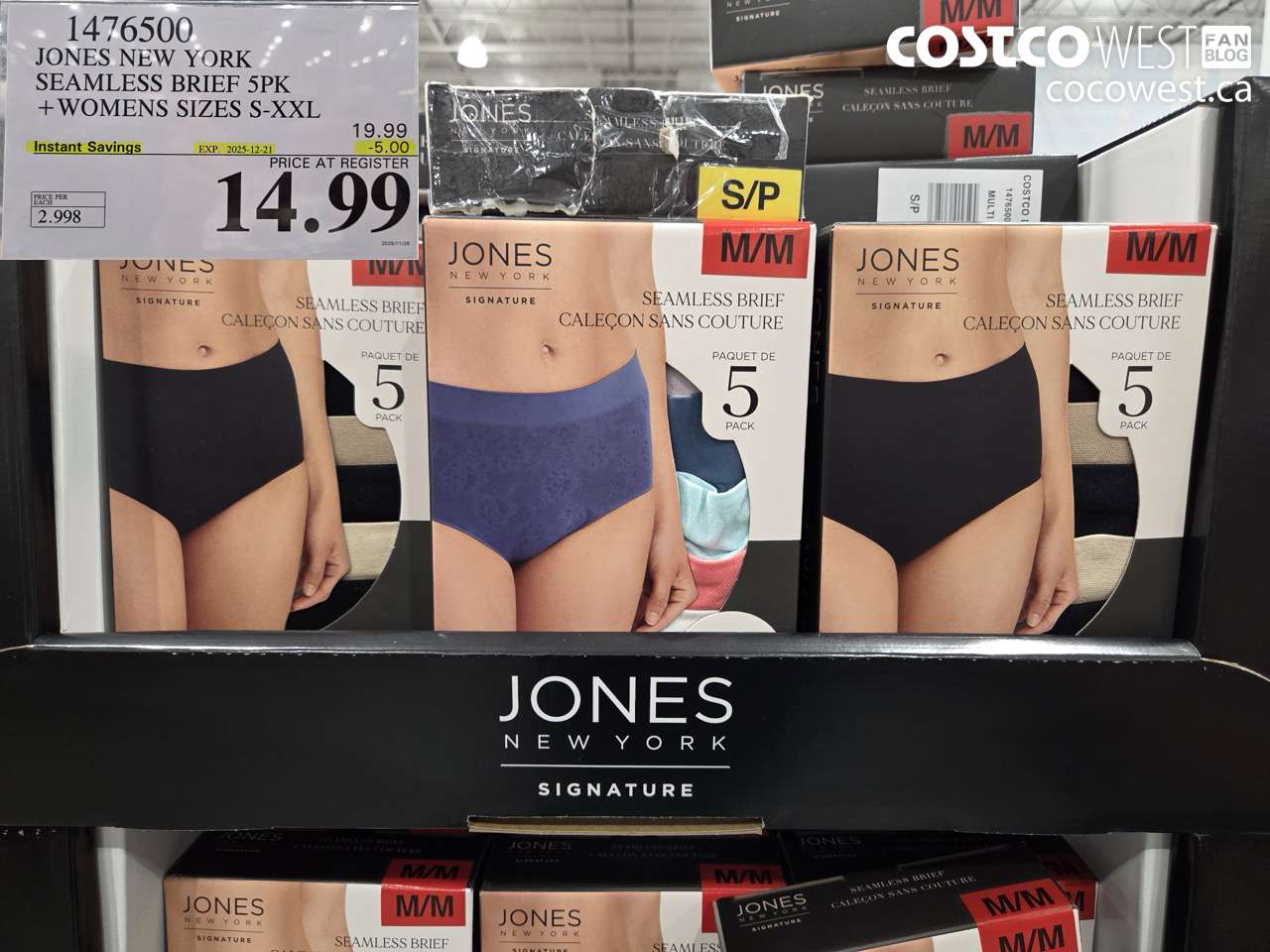 1476500 JONES NEW YORK SEAMLESS BRIEF 5PK LADIES SIZES S-XXL ($5.00 INSTANT SAVINGS EXPIRES ON 2025-12-21) $14.99
