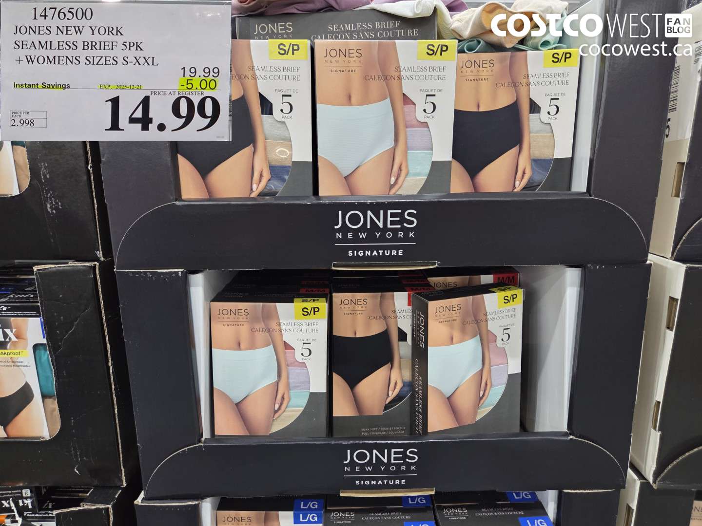 1476500 JONES NEW YORK SEAMLESS BRIEF 5PK LADIES SIZES S-XXL ($5.00 INSTANT SAVINGS EXPIRES ON 2025-12-21) $14.99