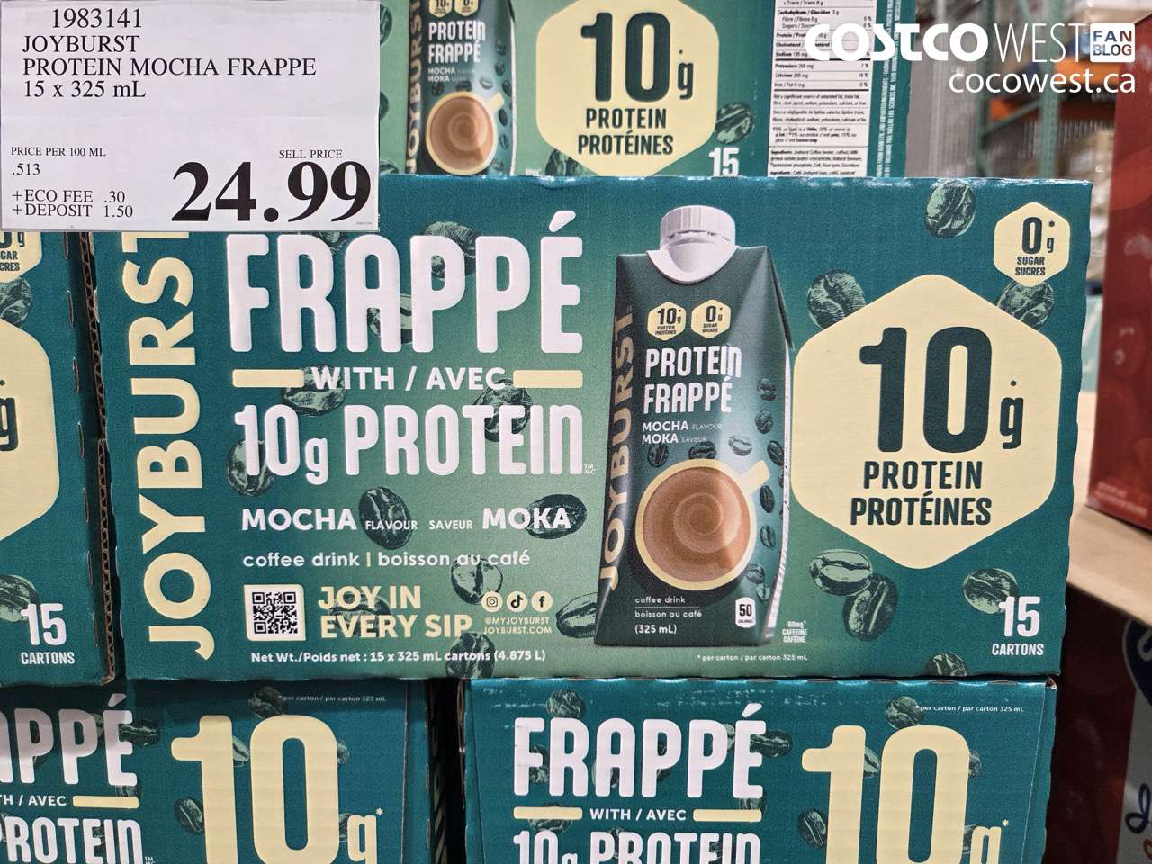 1983141 JOYBURST PROTEIN MOCHA FRAPPE 15 X 325ML $24.99