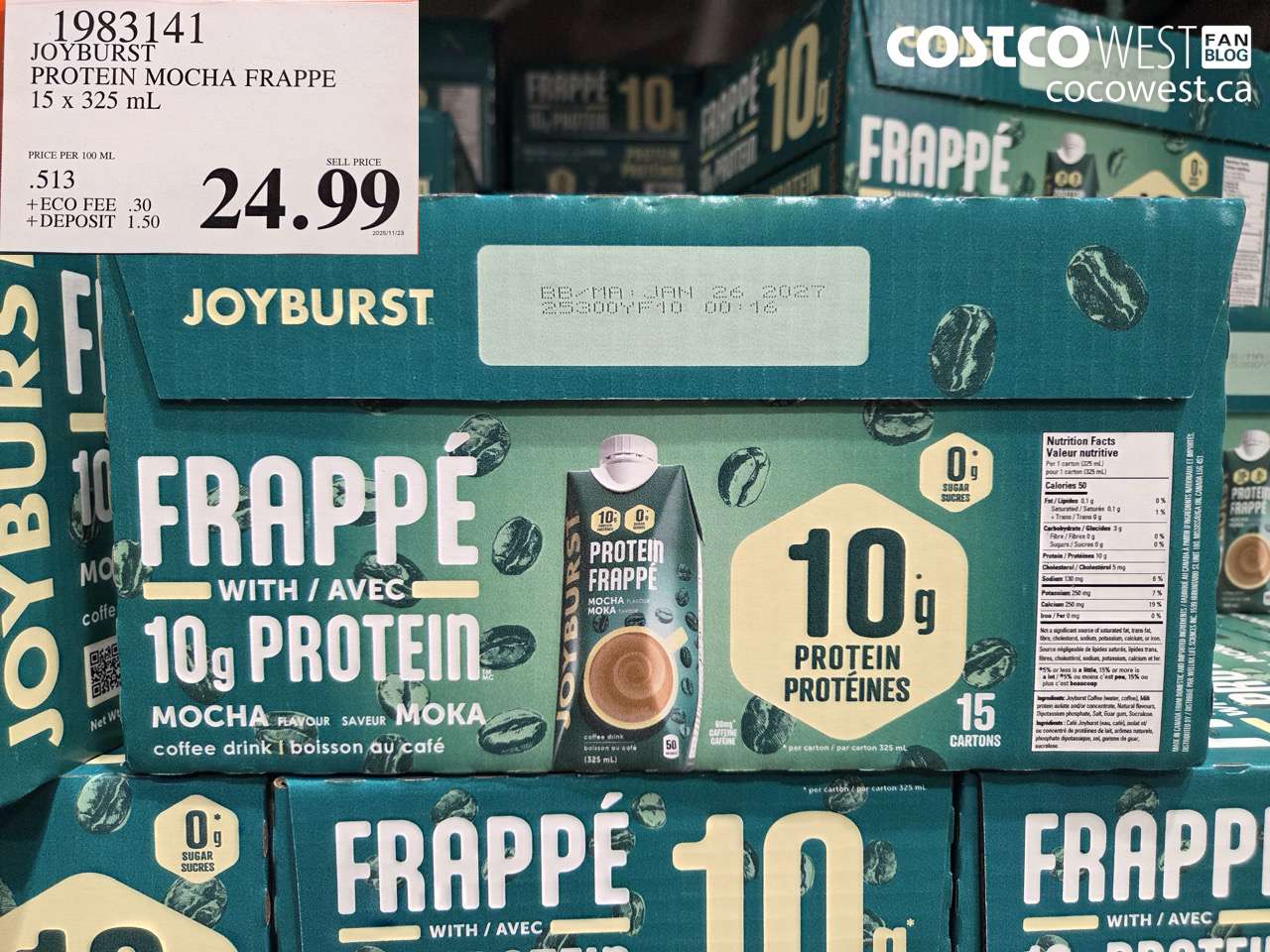 1983141 JOYBURST PROTEIN MOCHA FRAPPE 15 X 325ML $24.99