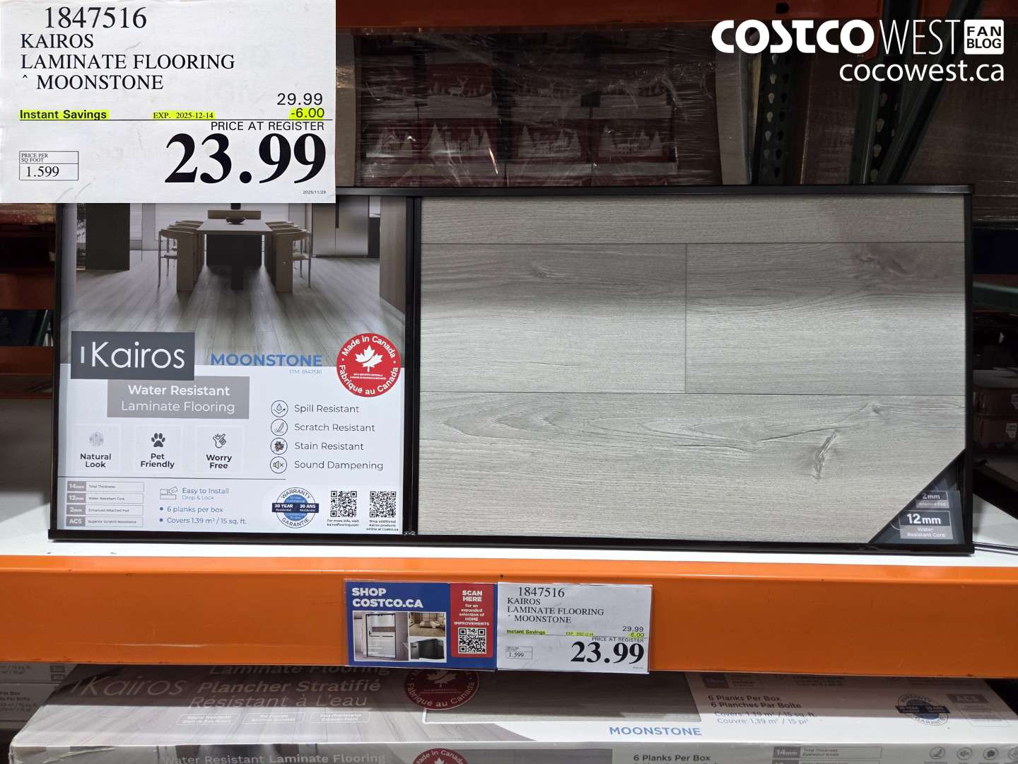 1847516 KAIROS LAMINATE FLOORING MOONSTONE ($6.00 INSTANT SAVINGS EXPIRES ON 2025-12-14) $23.99