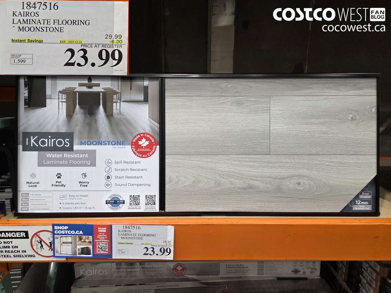 1847516 KAIROS LAMINATE FLOORING MOONSTONE ($6.00 INSTANT SAVINGS EXPIRES ON 2025-12-14) $23.99