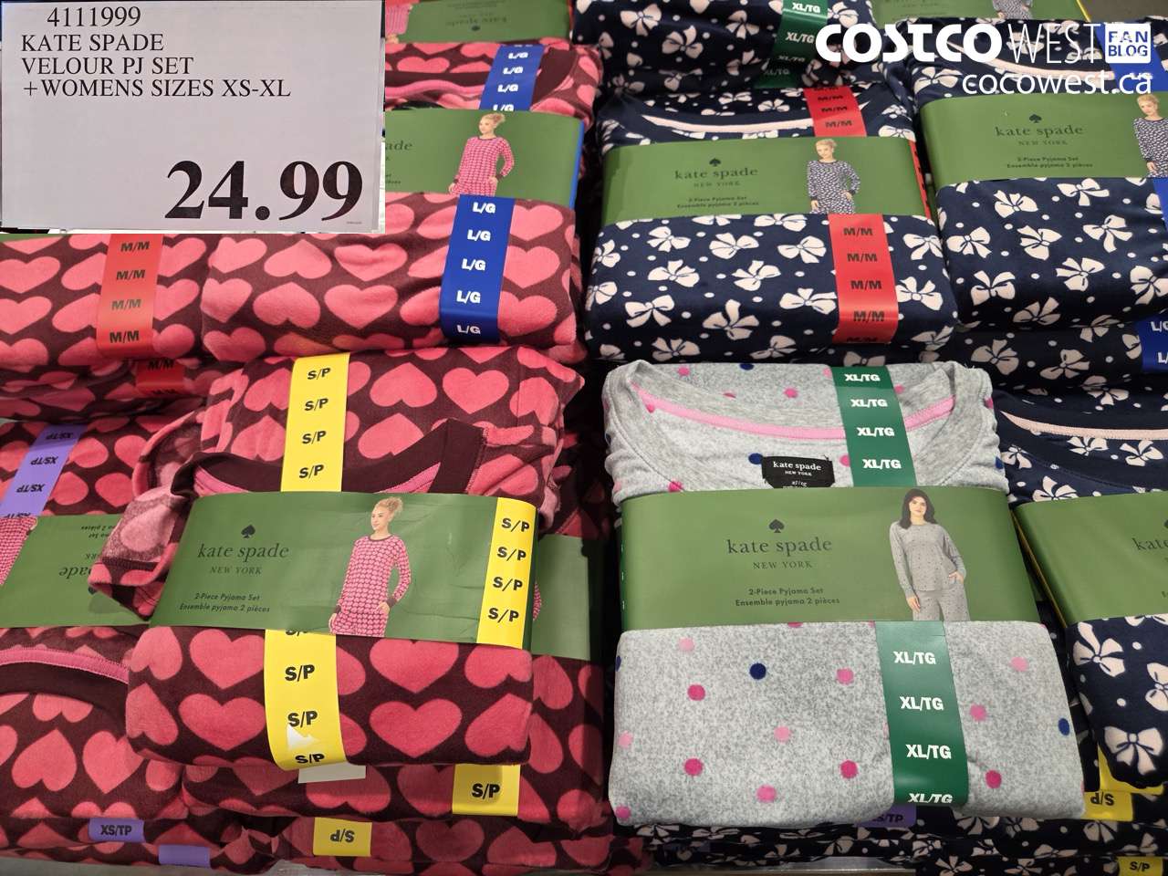 4111999 KATE SPADE VELOUR PJ SET WOMENS SIZES XS-XL $24.99