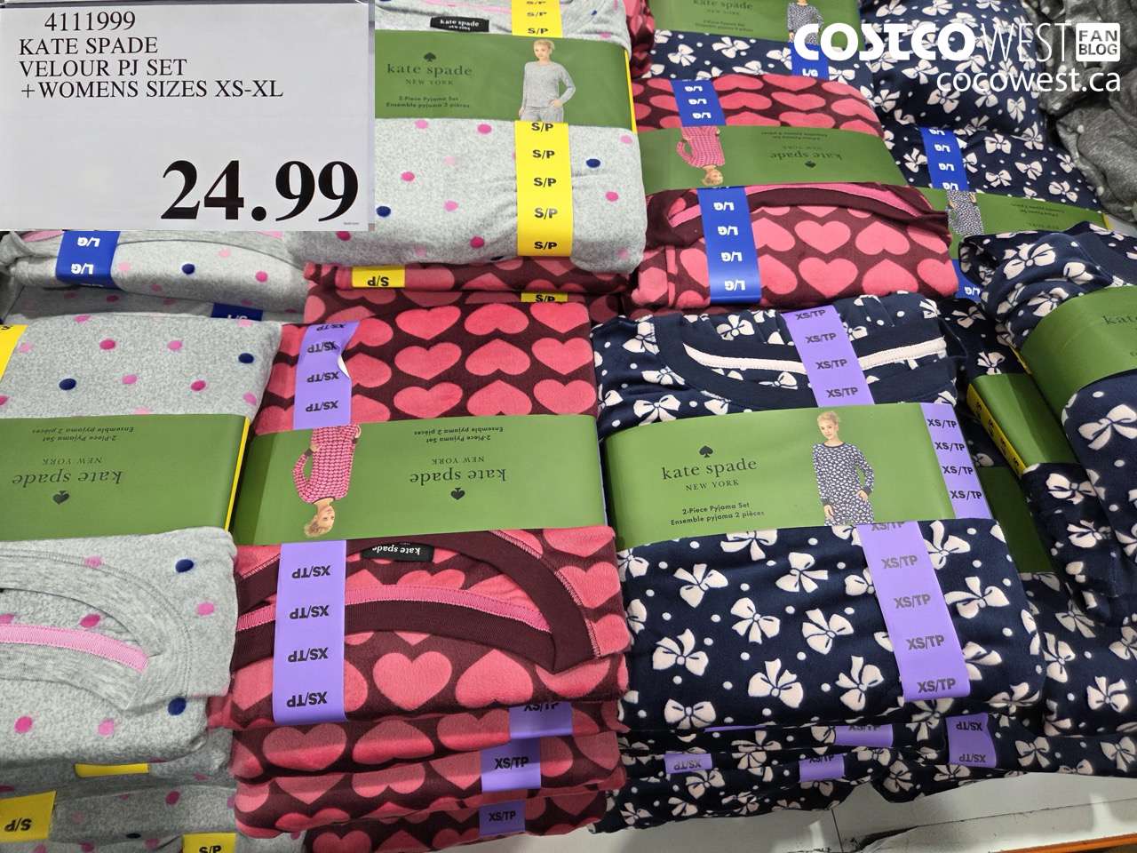 4111999 KATE SPADE VELOUR PJ SET WOMENS SIZES XS-XL $24.99