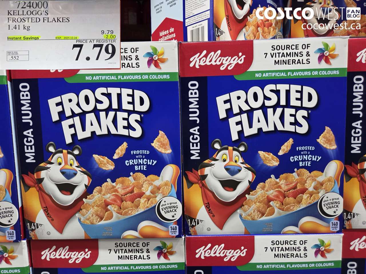 724000 KELLOGG'S FROSTED FLAKES 1.41 kg ($2.00 INSTANT SAVINGS EXPIRES ON 2025-12-24) $7.79