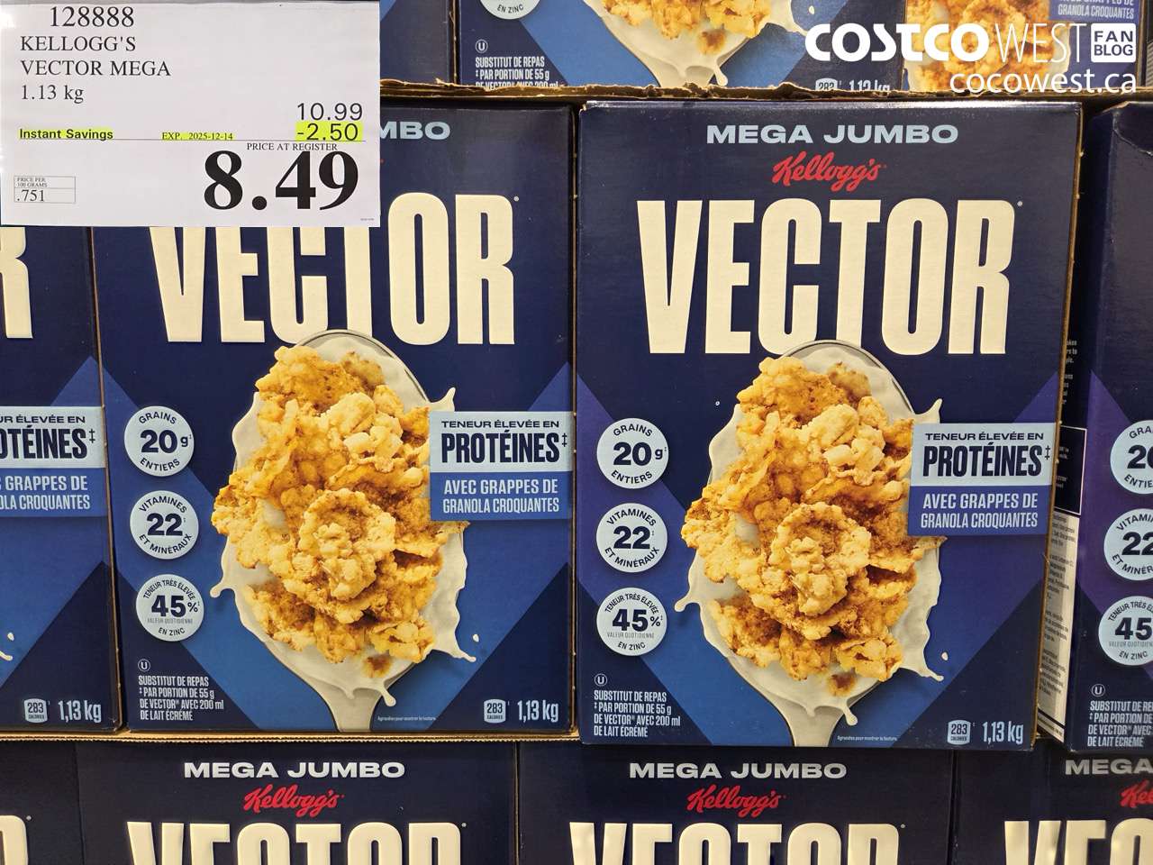 128888 KELLOGG'S VECTOR MEGA 1.13 kg ($2.50 INSTANT SAVINGS EXPIRES ON 2025-12-14) $8.49