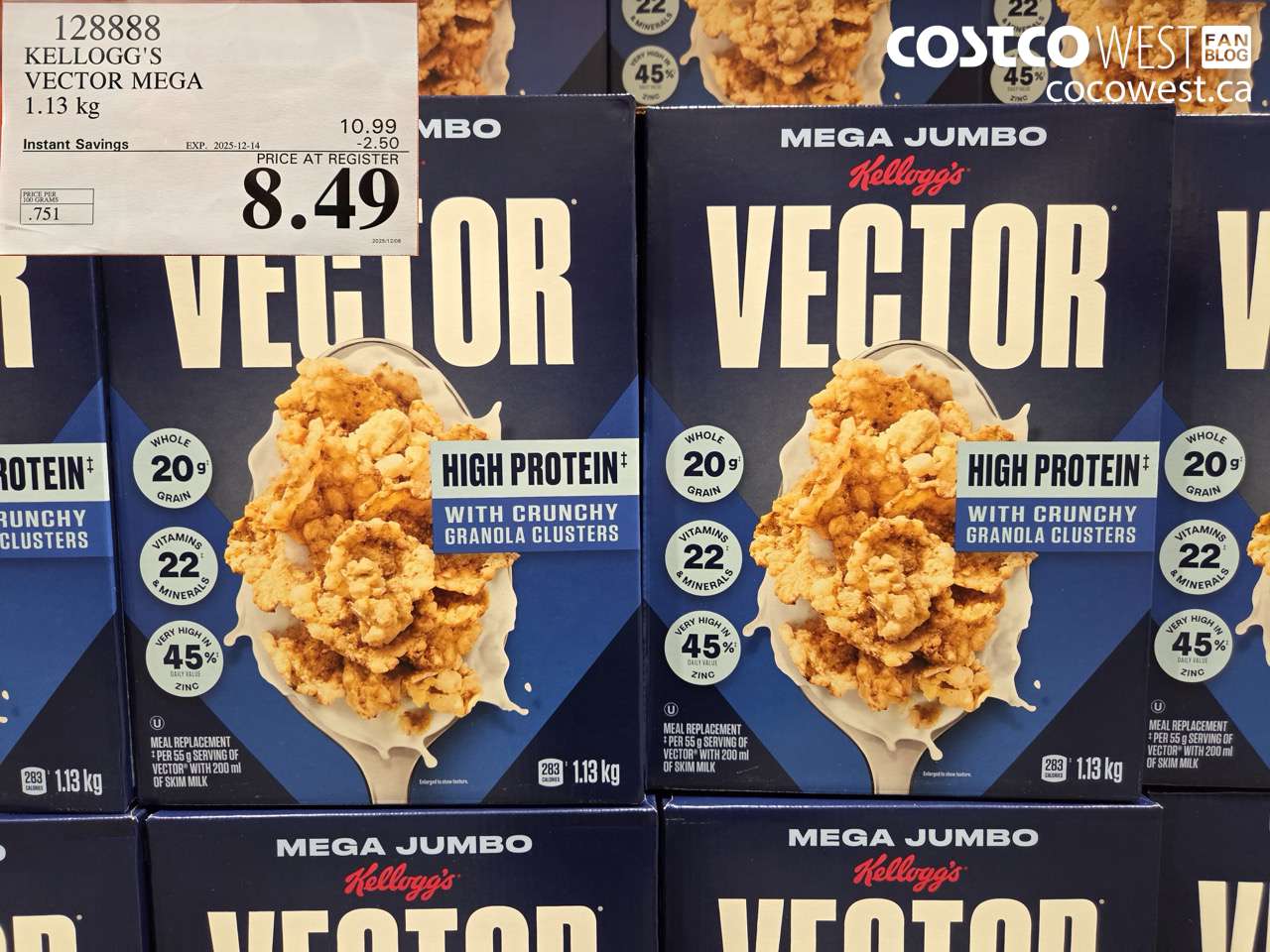 128888 KELLOGG'S VECTOR MEGA 1.13 kg ($2.50 INSTANT SAVINGS EXPIRES ON 2025-12-14) $8.49