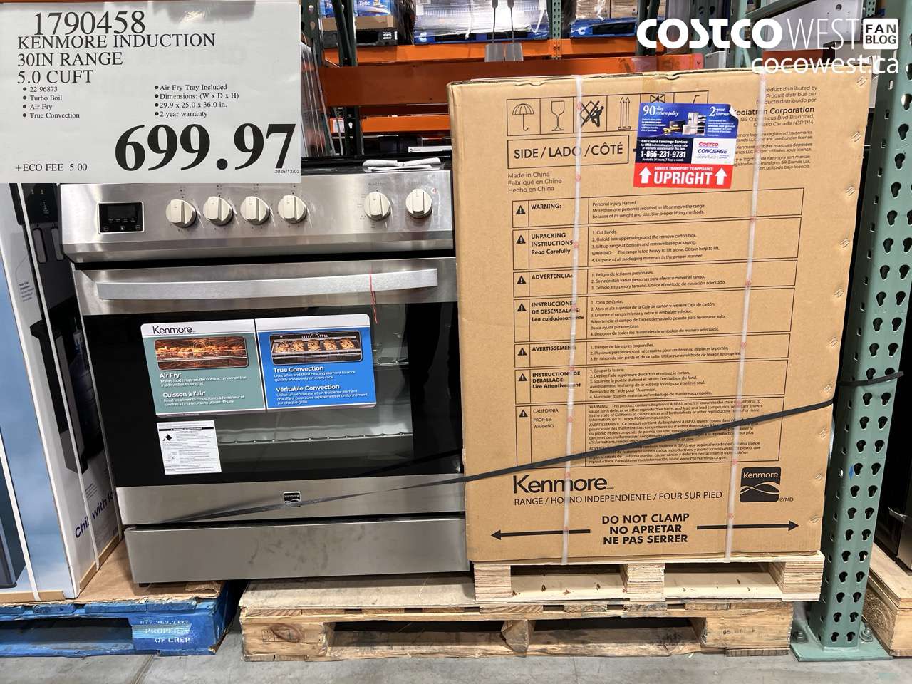 1790458 KENMORE INDUCTION 30IN RANGE 5.0 CUFT $699.97